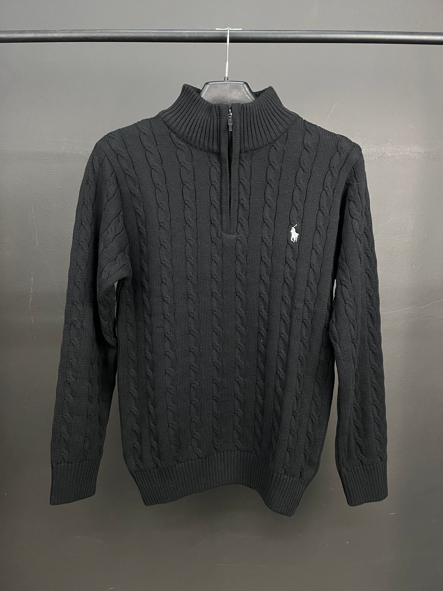 Ralph Lauren Black Patterned Half Zip-up Sweater