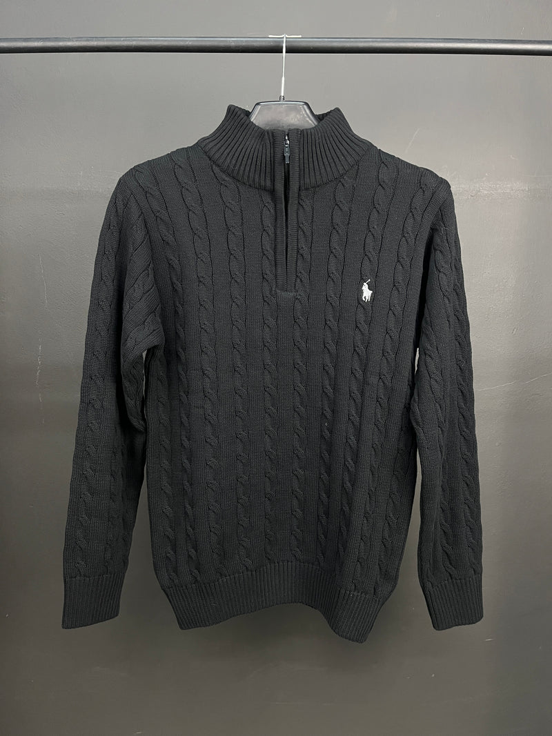 Ralph Lauren Black Patterned Half Zip-up Sweater