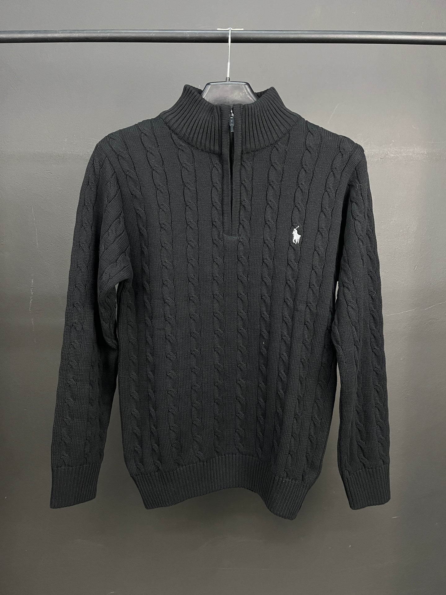 Ralph Lauren Black Patterned Half Zip-up Sweater