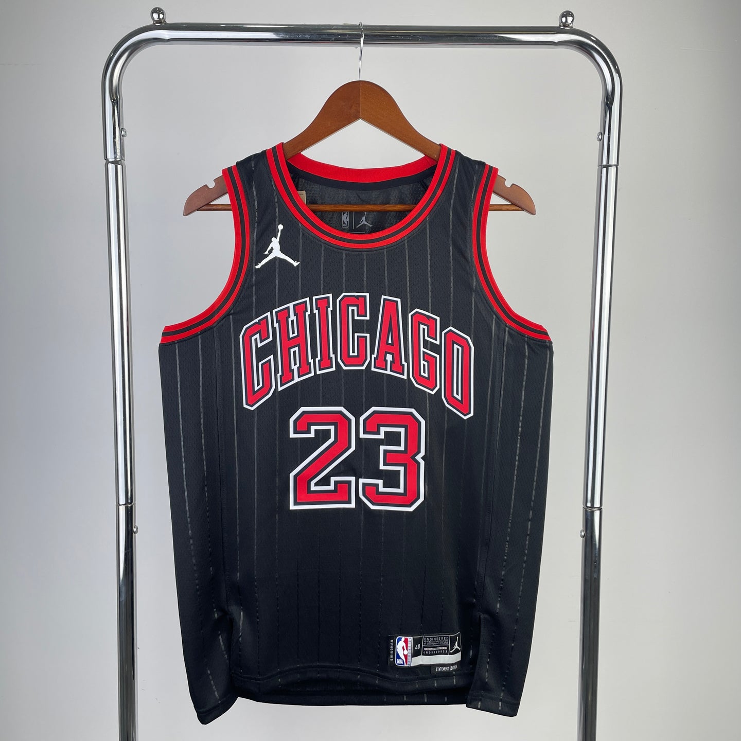 JORDAN 23 Black & Red Chicago Bulls Heat Pressed Edition NBA Jersey