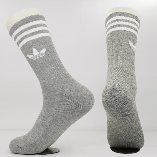Adidas Stripe Grey Crew Socks