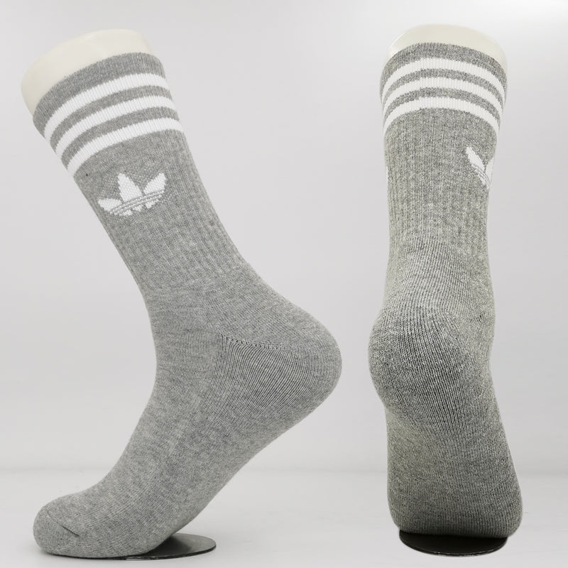 Adidas Stripe Grey Crew Socks