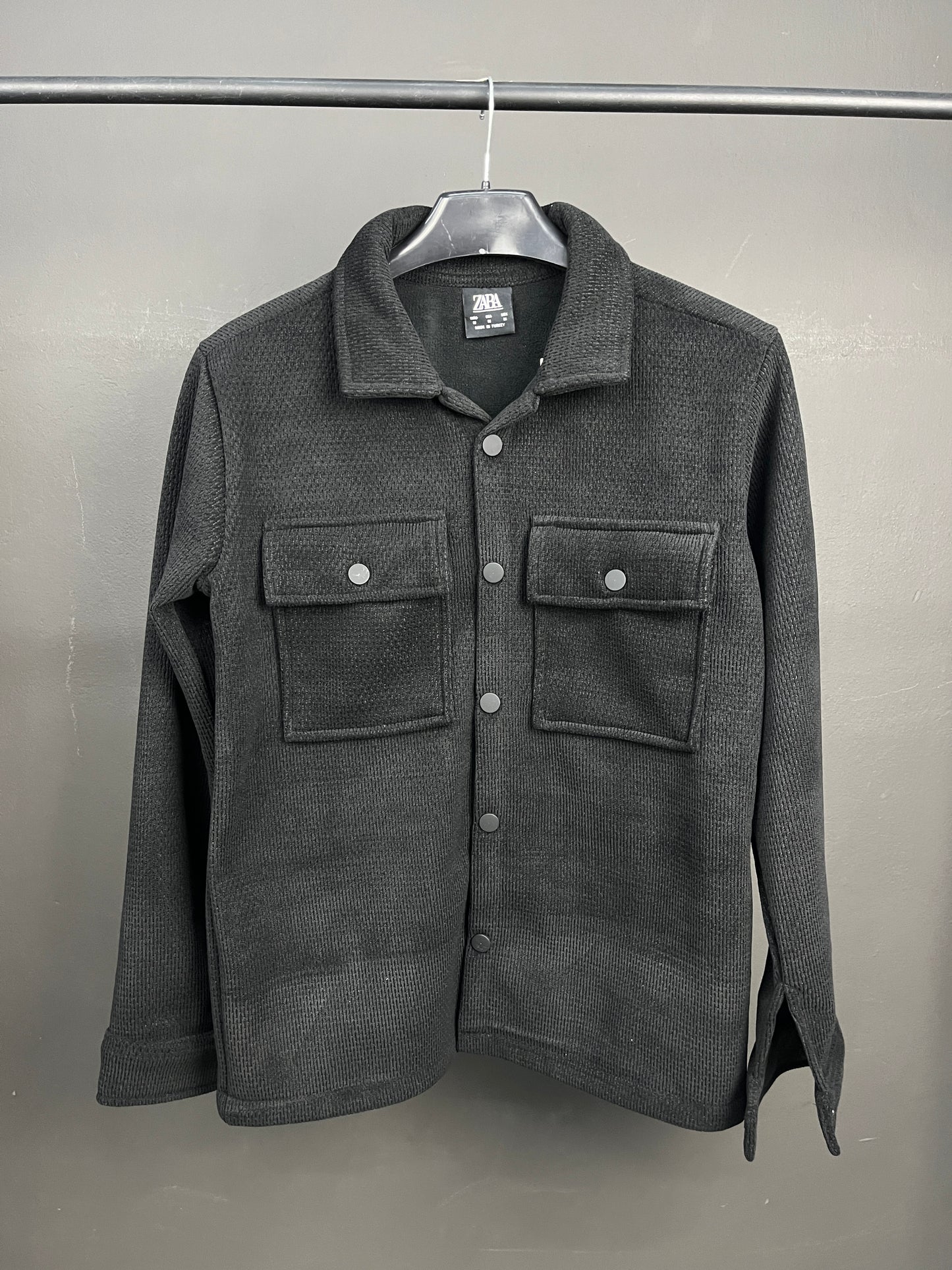 ZARA Buttoned Black Inner Fleece Shacket