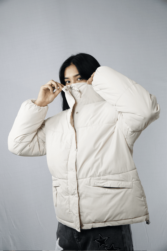 Off-White Plain Unisex  Puffer Jacket