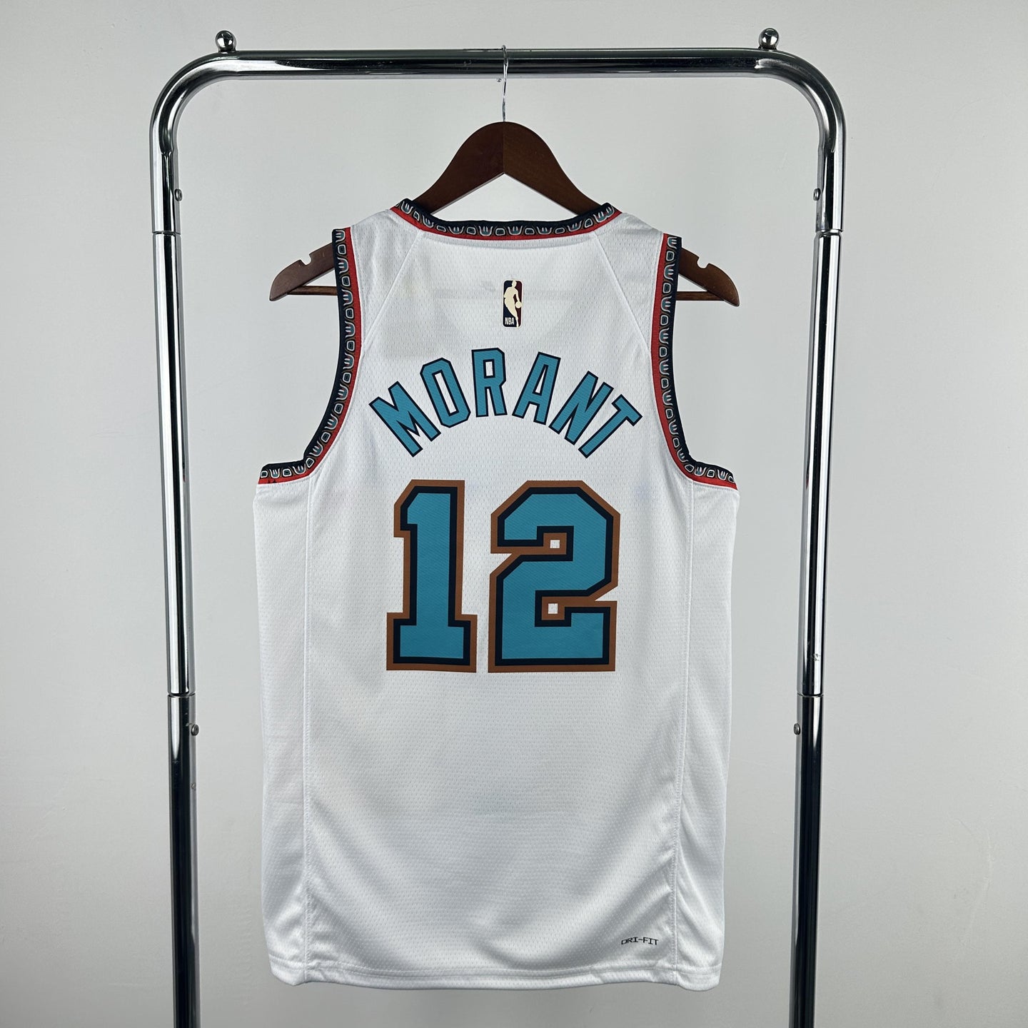 MORANT 12 White Memphis Grizzlies Heat Pressed Edition NBA Jersey