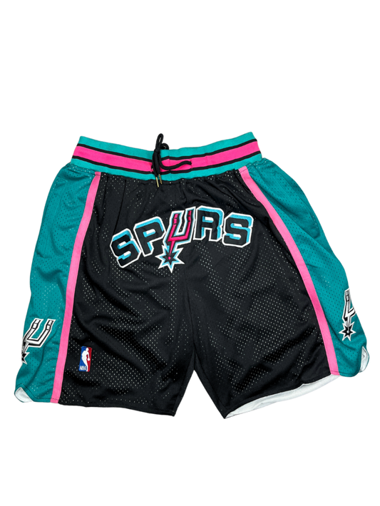 San Antonio Spurs Black & Green Shorts Full Embroidery