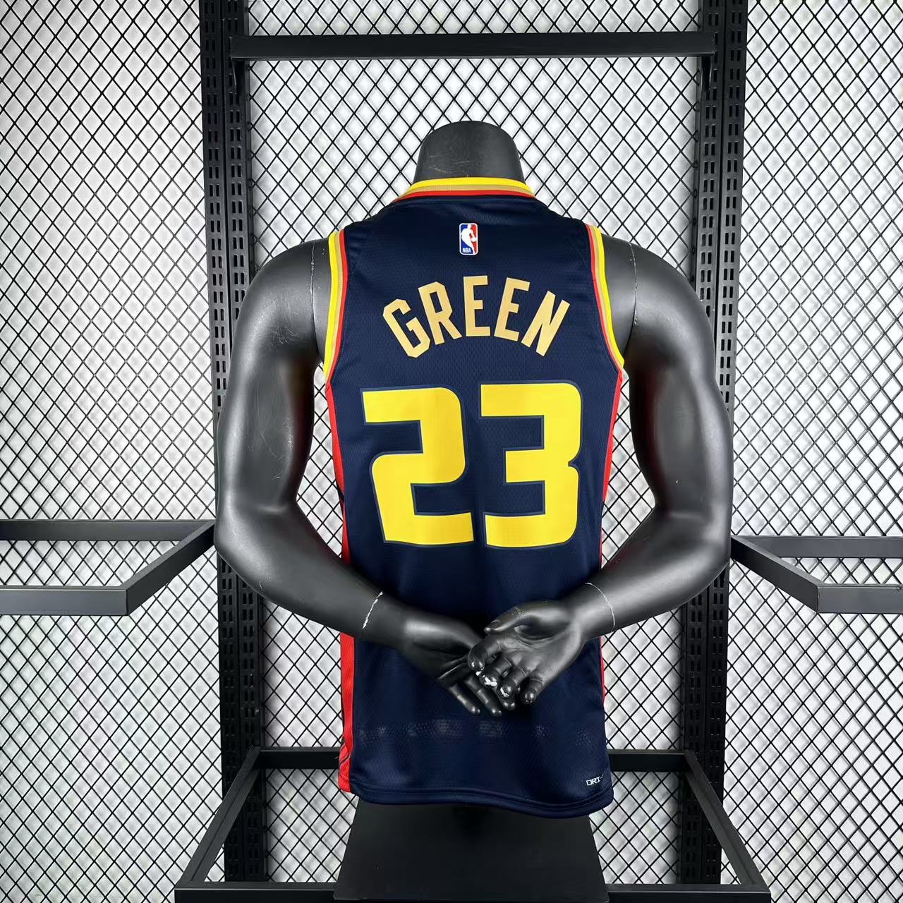 GREEN 23 Dark Blue Golden State Warriors Heat Pressed Edition NBA Jersey