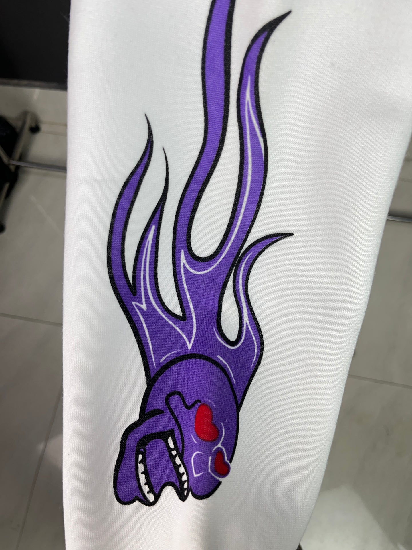 Halloween Flame & Skull Zip-Up Hoodie White