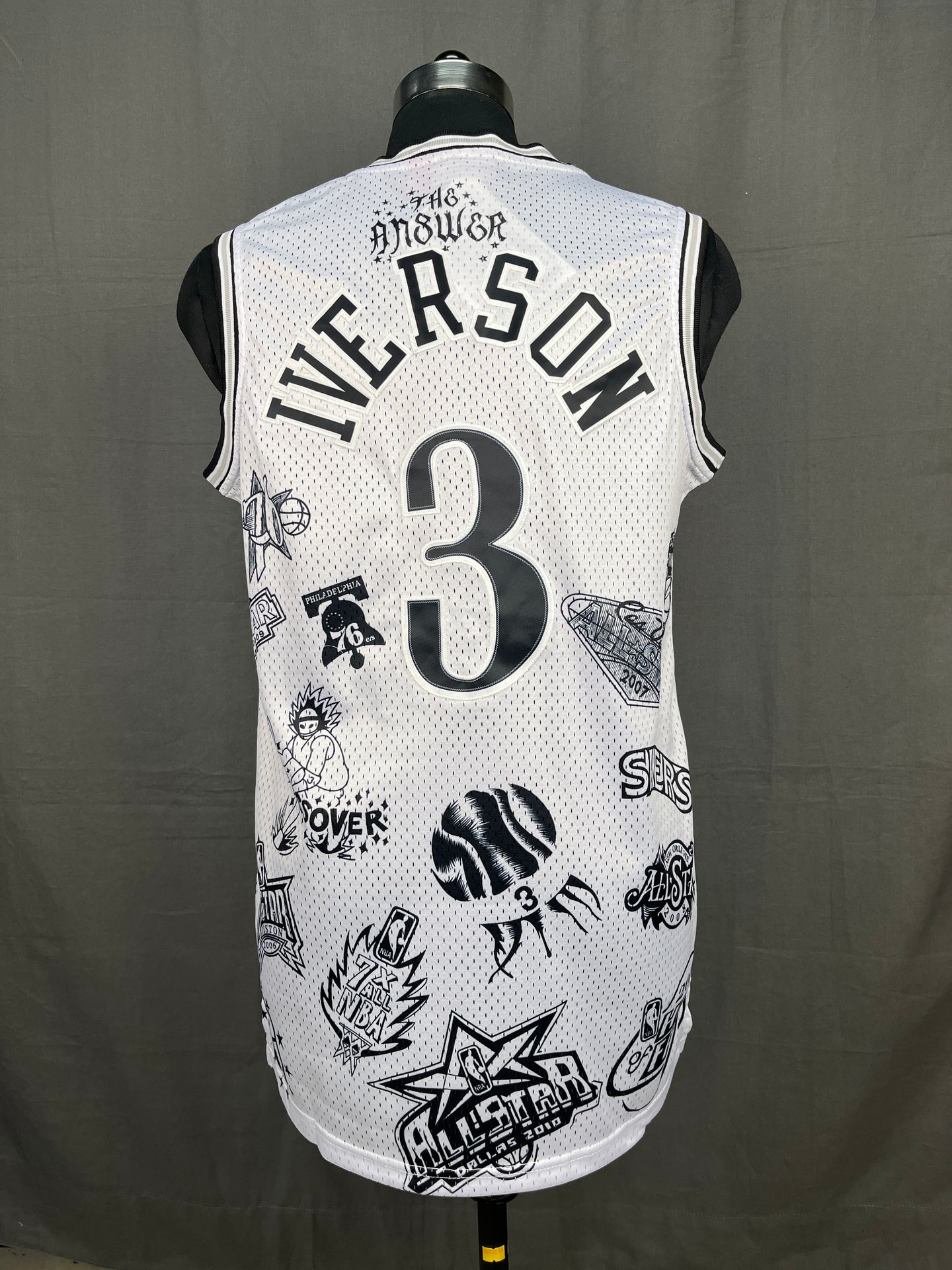 Iverson 3 Sixers White NBA Jersey