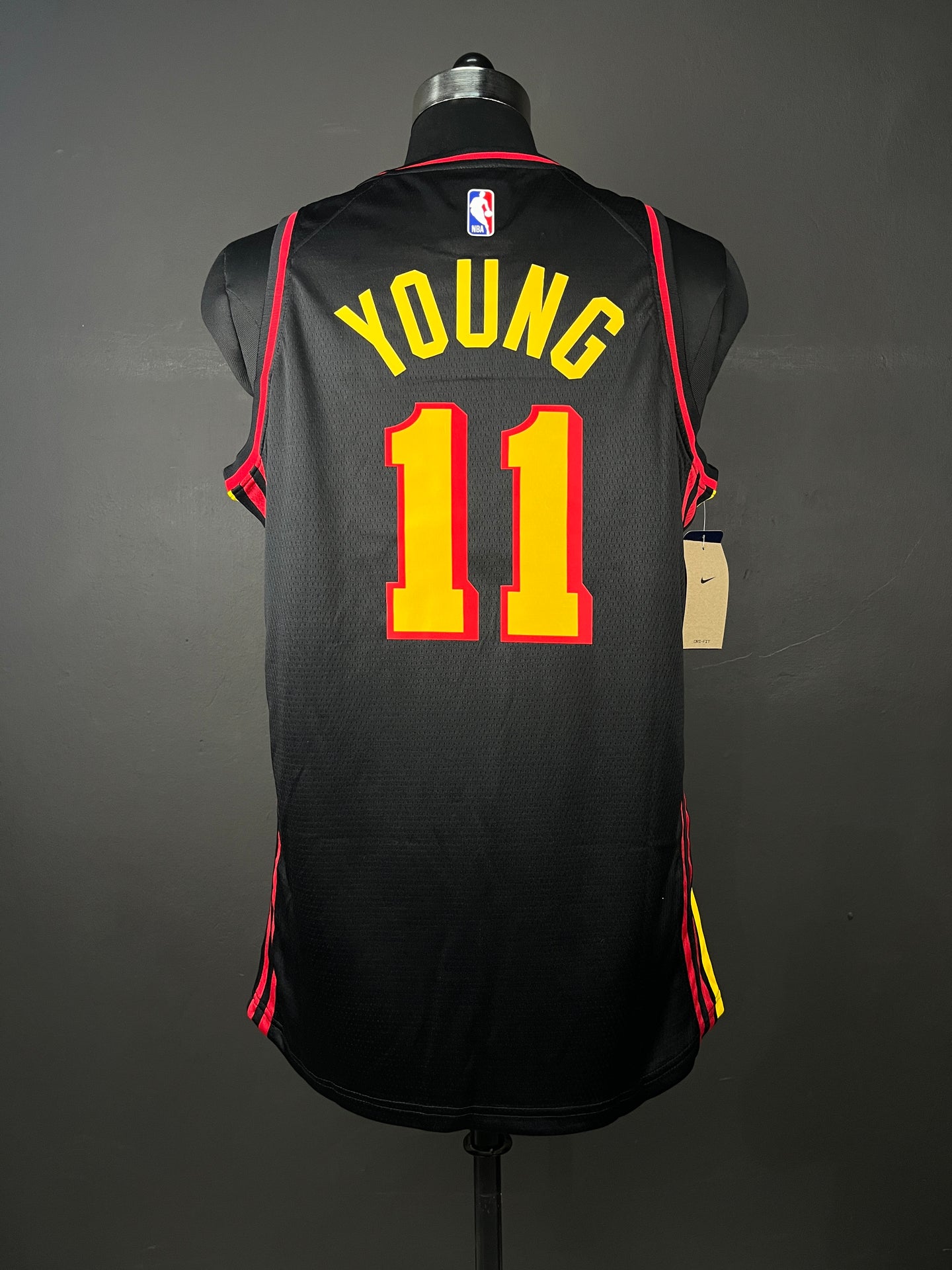 YOUNG 11 Black Atlanta Hawks Heat Pressed Edition NBA Jersey