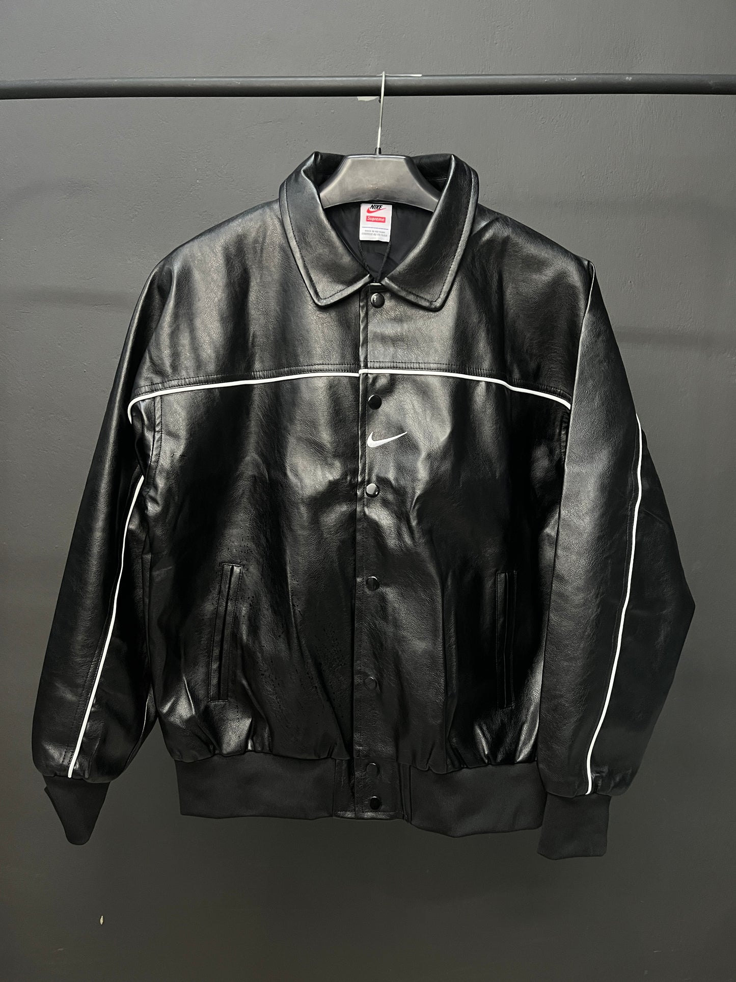 NIKE SUPREME Black Leather Jacket