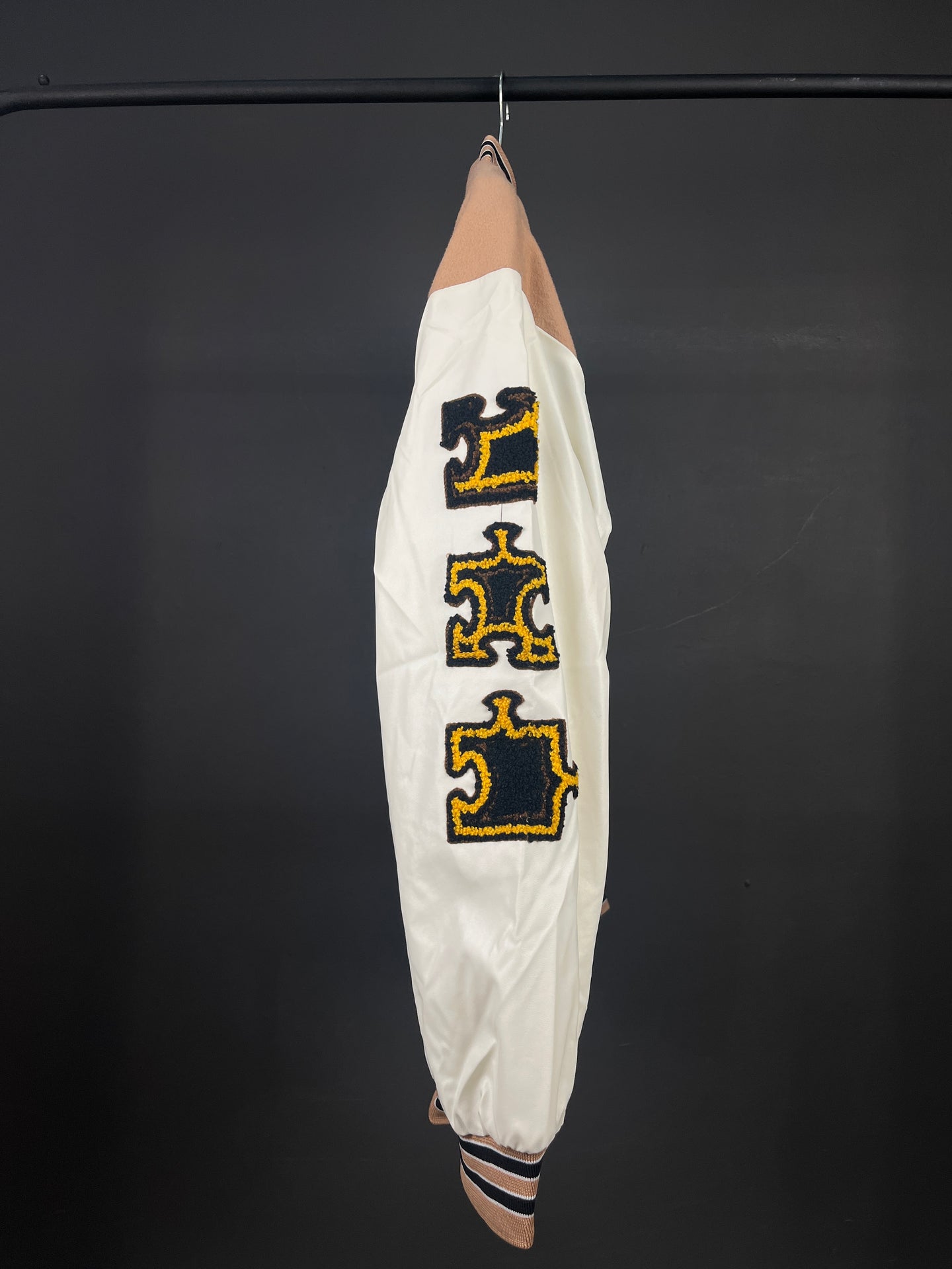 Beige/White Varsity Jacket