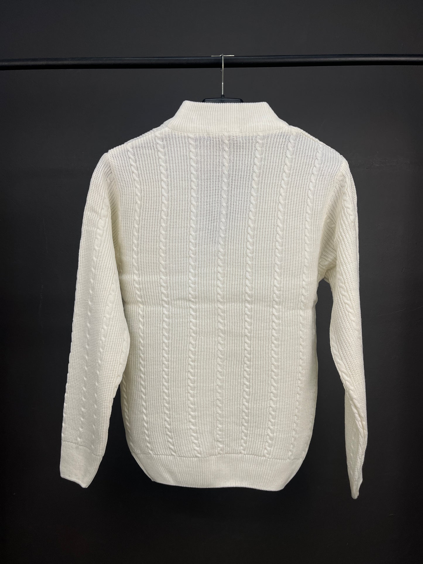 Ralph Lauren White Patterned Half Zip-up Sweater