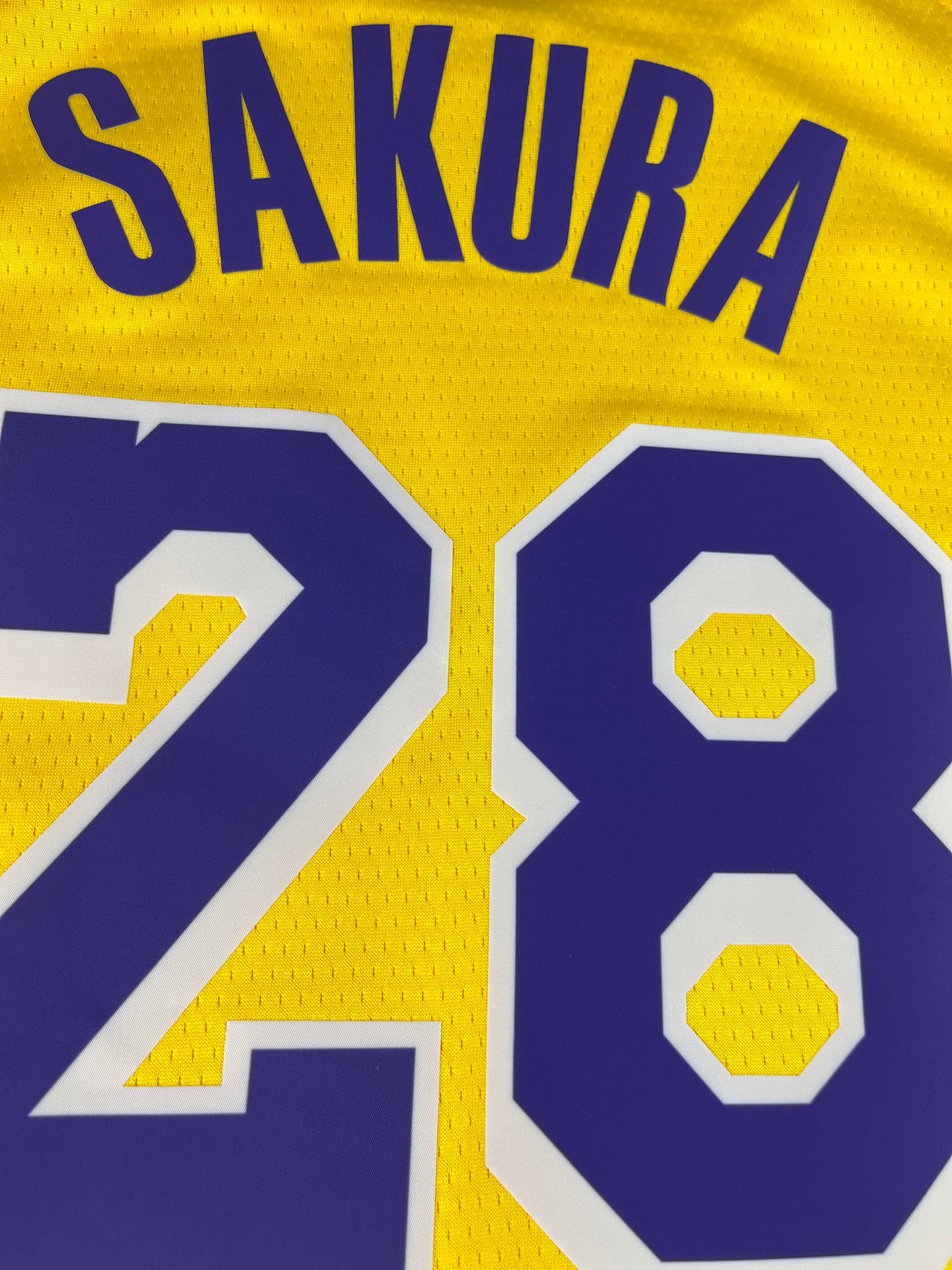 SAKURA 28 Yellow Los Angeles Lakers Heat Pressed Edition NBA Jersey
