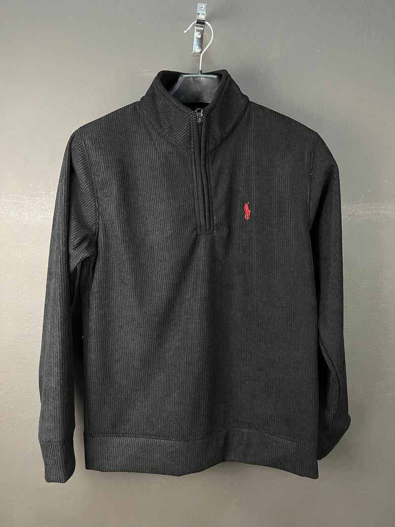 Ralph Lauren Quarter Zip Black Sweater with Red Logo
