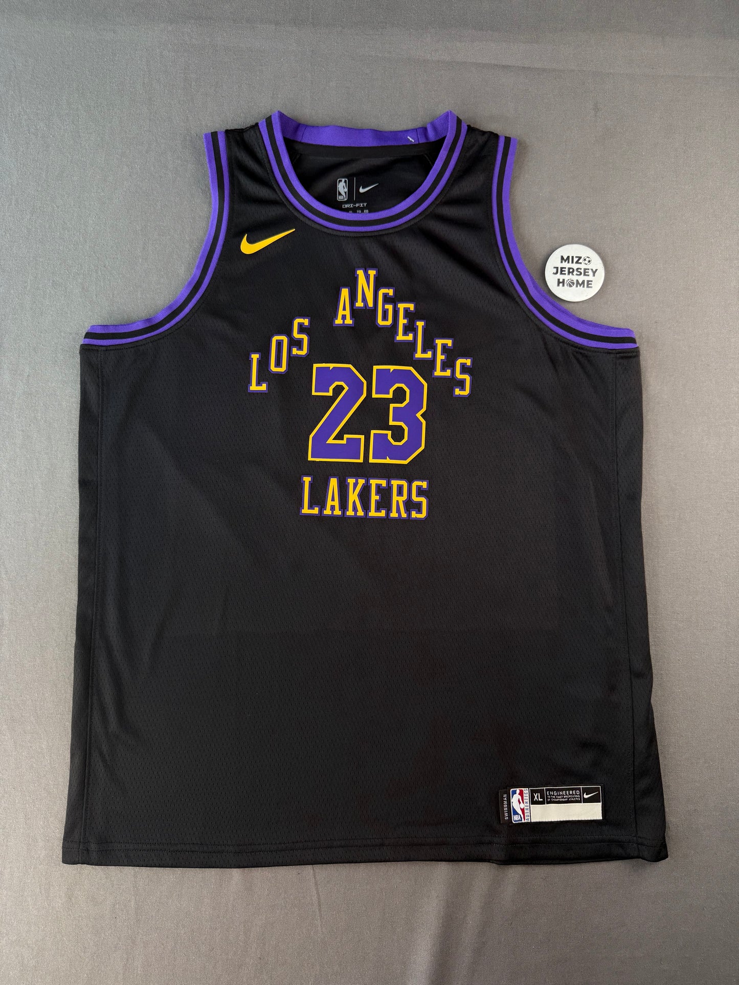 JAMES 23 Black Los Angeles Lakers Heat Pressed Edition NBA Kids Jersey