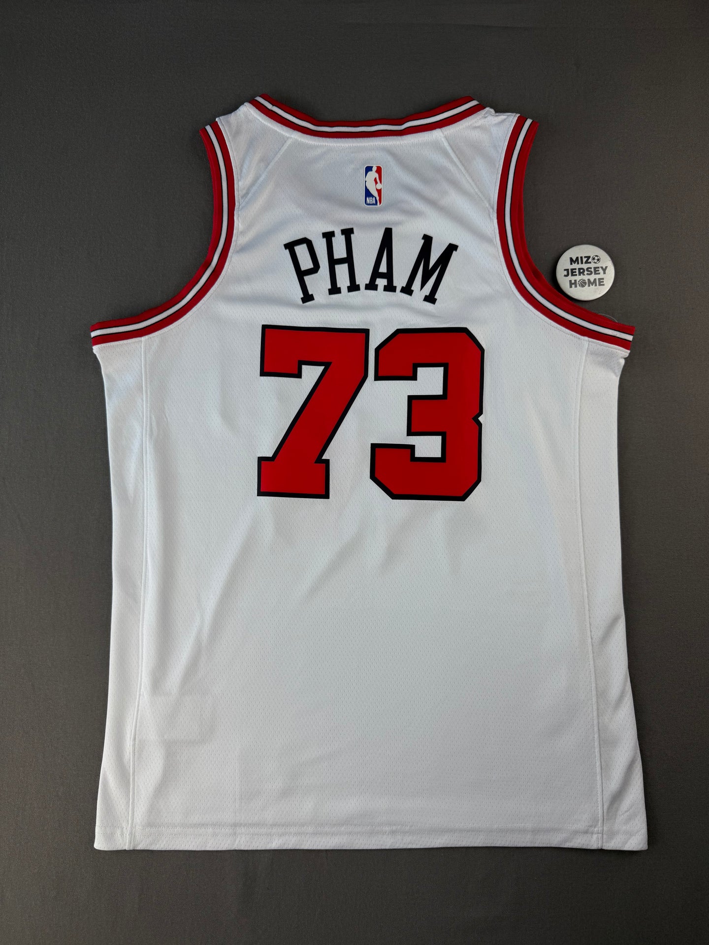 PHAM 73 White Chicago Bulls Heat Pressed Edition NBA Jersey