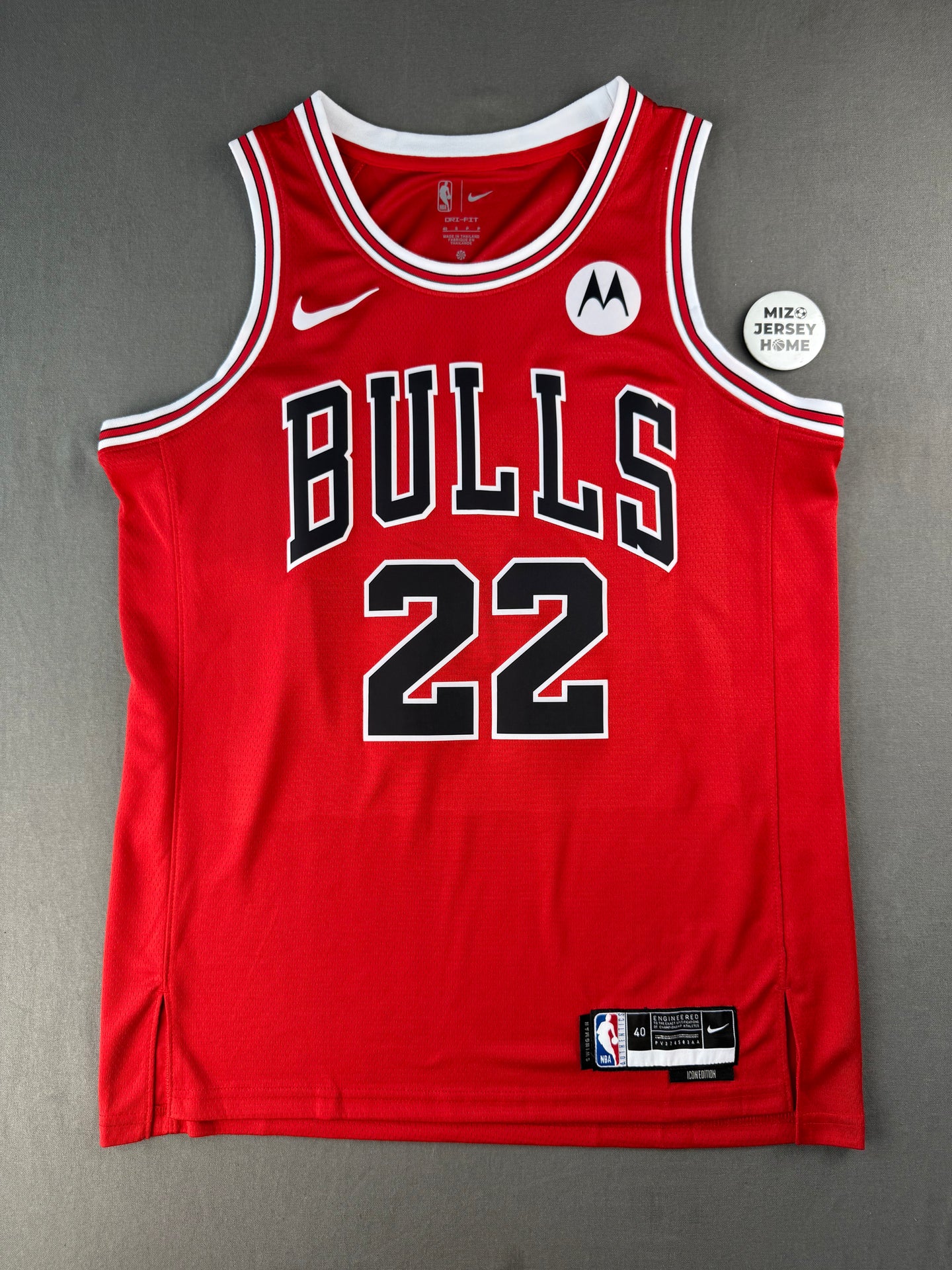 MJ 22 Red Chicago Bulls Heat Pressed Edition NBA Jersey