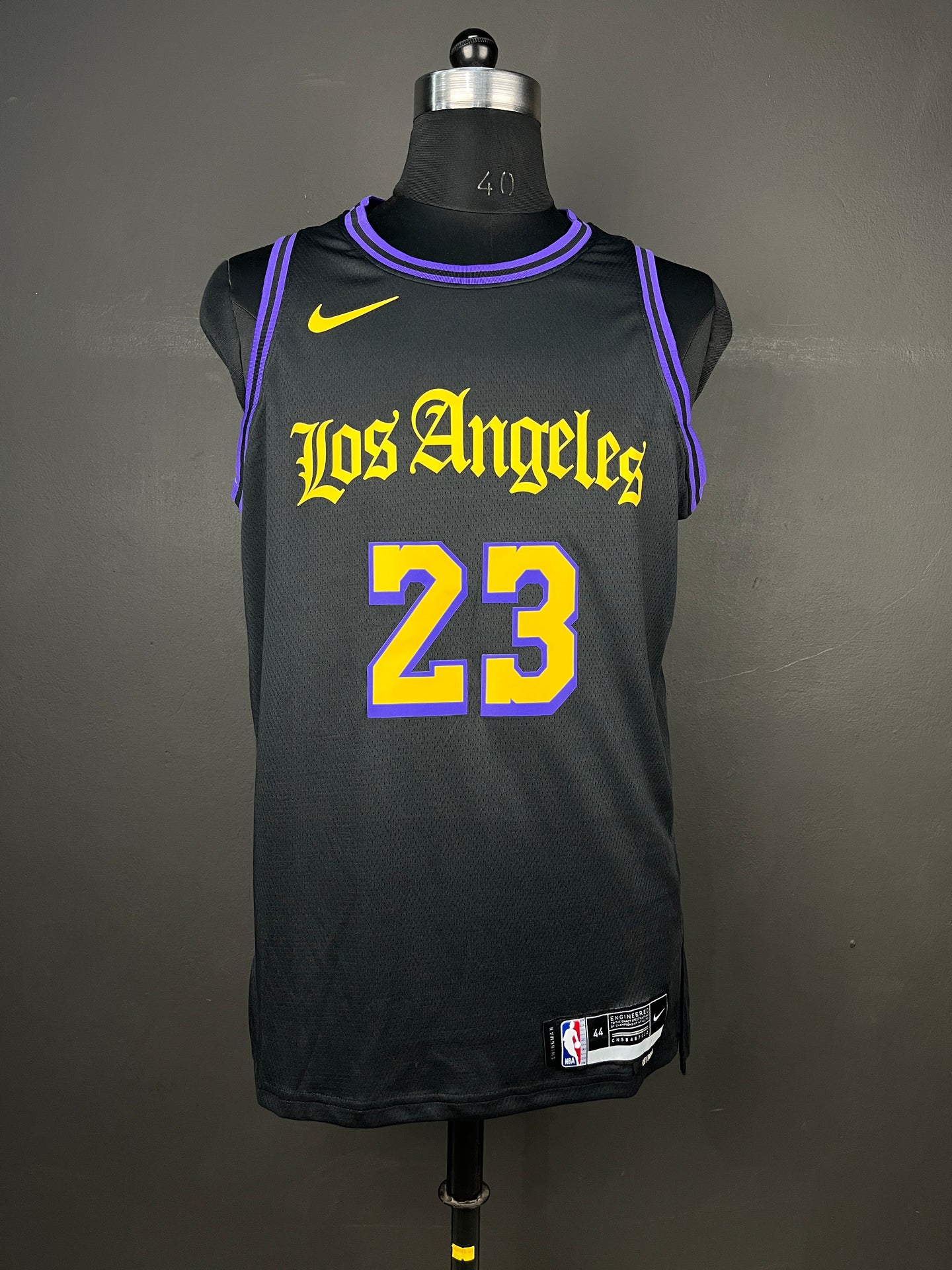 JAMES 23 Black Los Angeles Lakers Heat Pressed Edition NBA Jersey