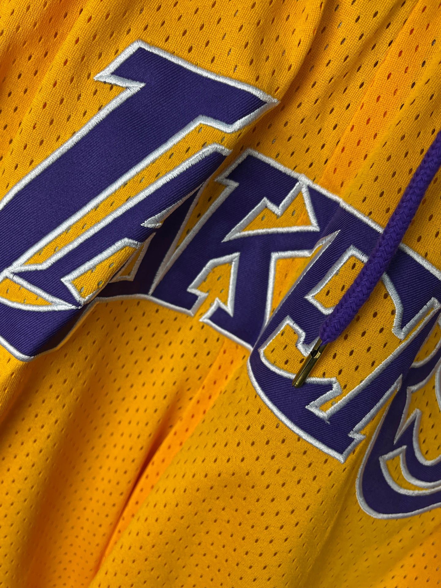 Lakers Yellow Shorts Full Embroidery