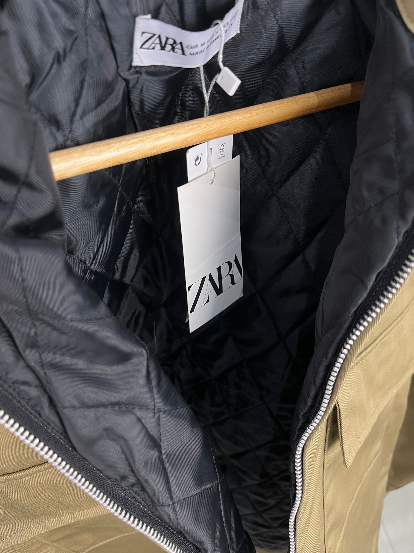 Zara Khaki Zip-up Jacket