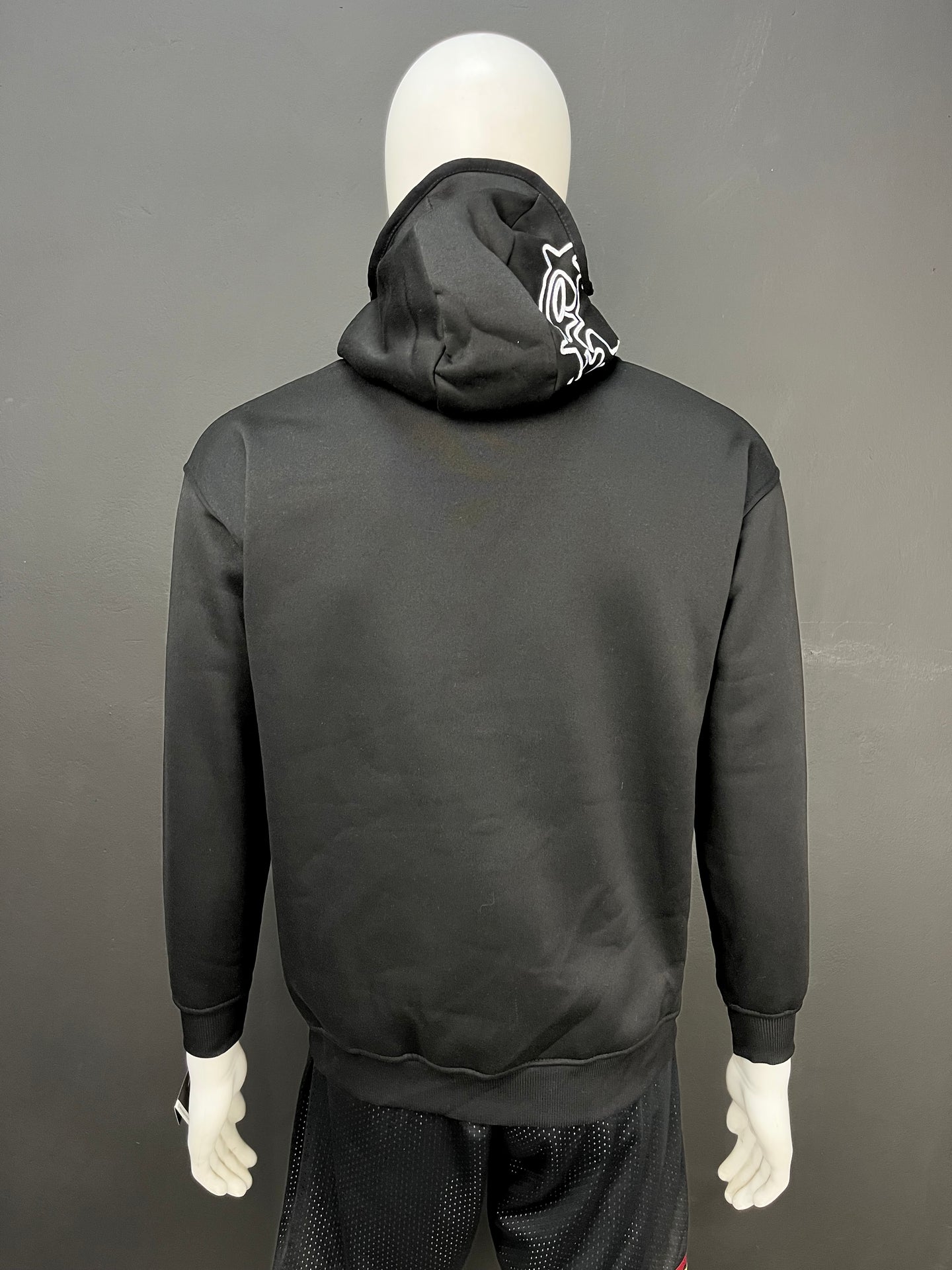 Black Full-Zip Streetwear Hoodie with Mask Hood