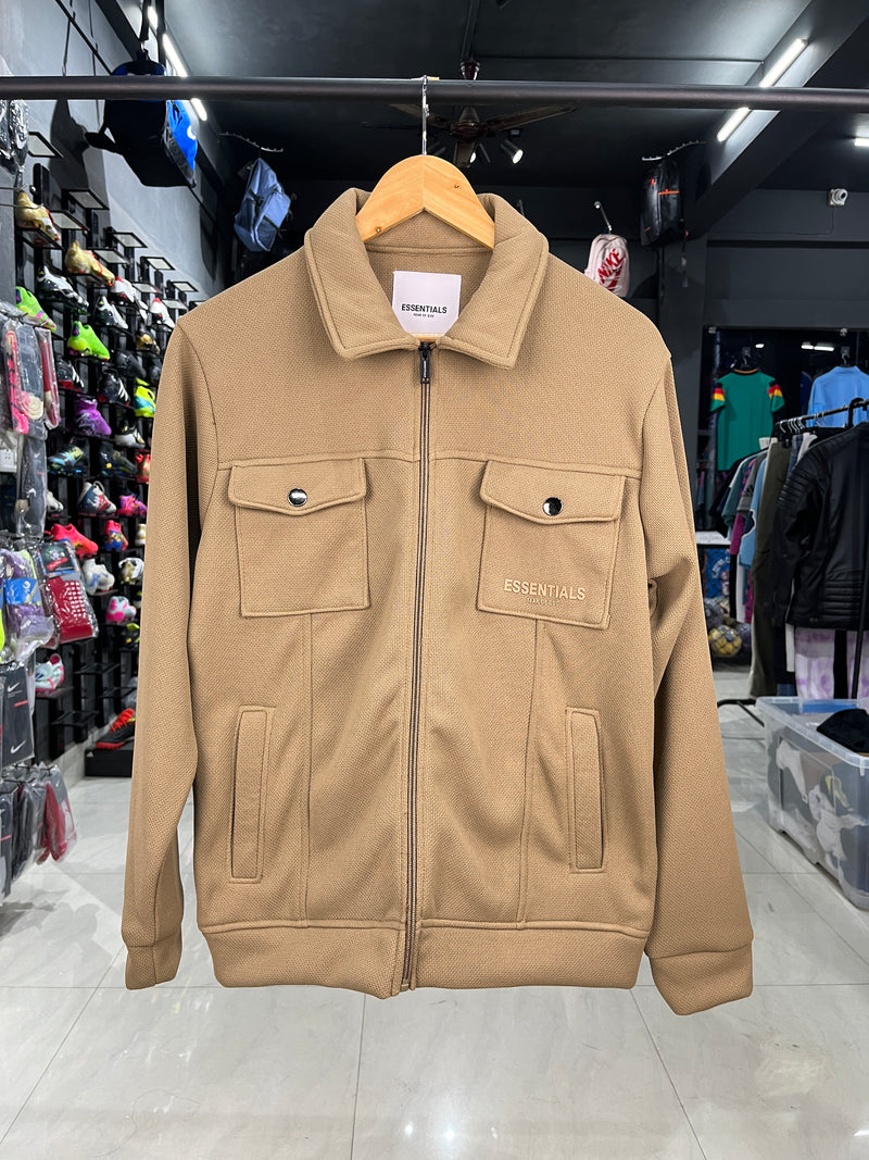 Essentials Brown Zip-up Shacket