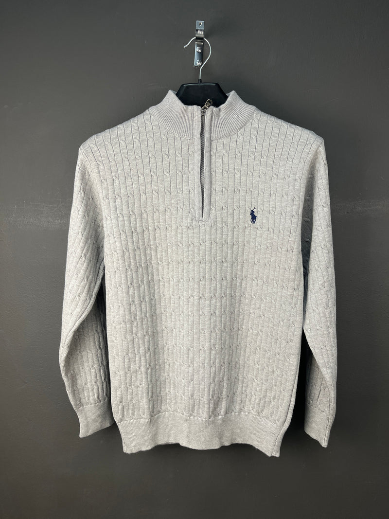 Ralph Lauren Quarter Zip Half Neck Soft Sweater Gray