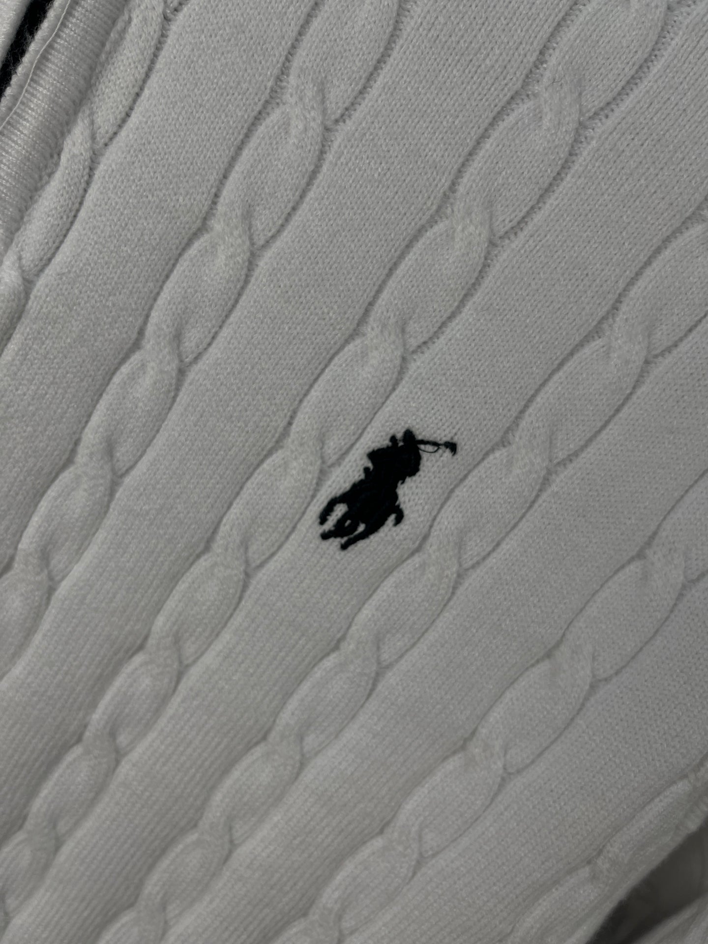 Ralph Lauren Quarter Zip Half Neck Soft Sweater White