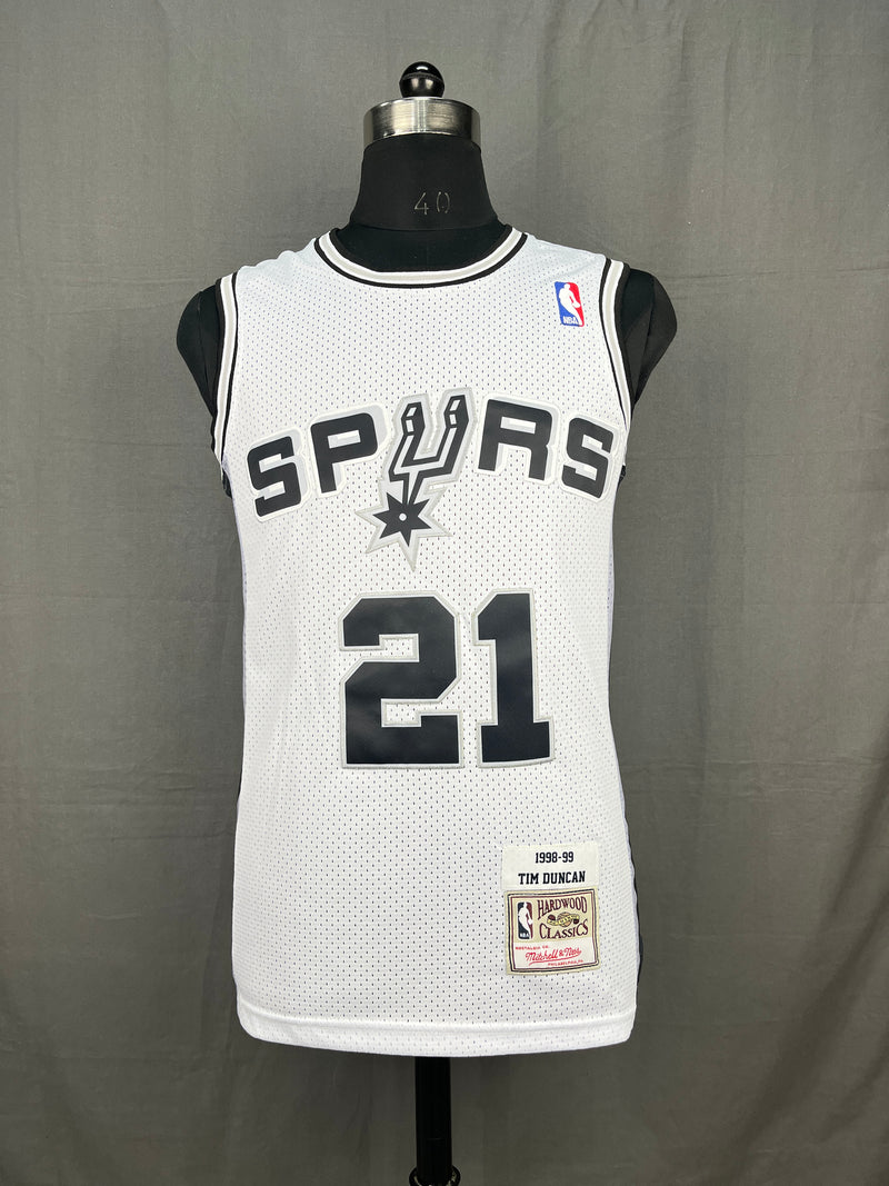 Duncan 21 Spurs White NBA Jersey