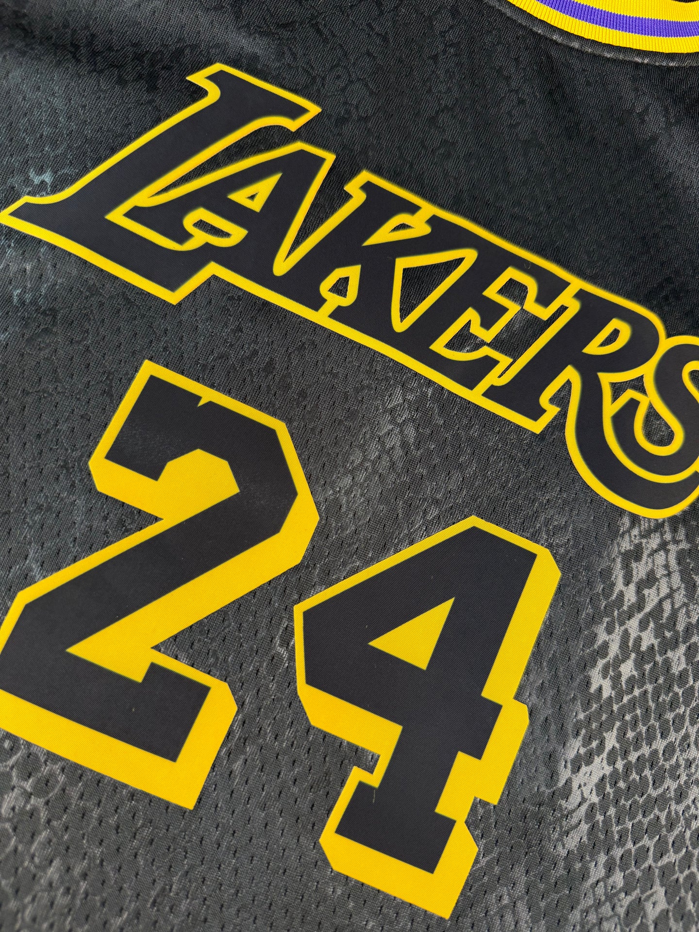 BRYANT 24 Lakers Black Heat Pressed Edition NBA Kids Jersey