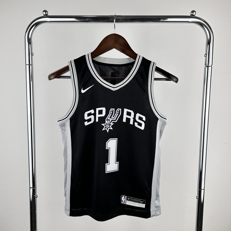 Wembanyama 1 Black Spurs Heat Pressed Edition