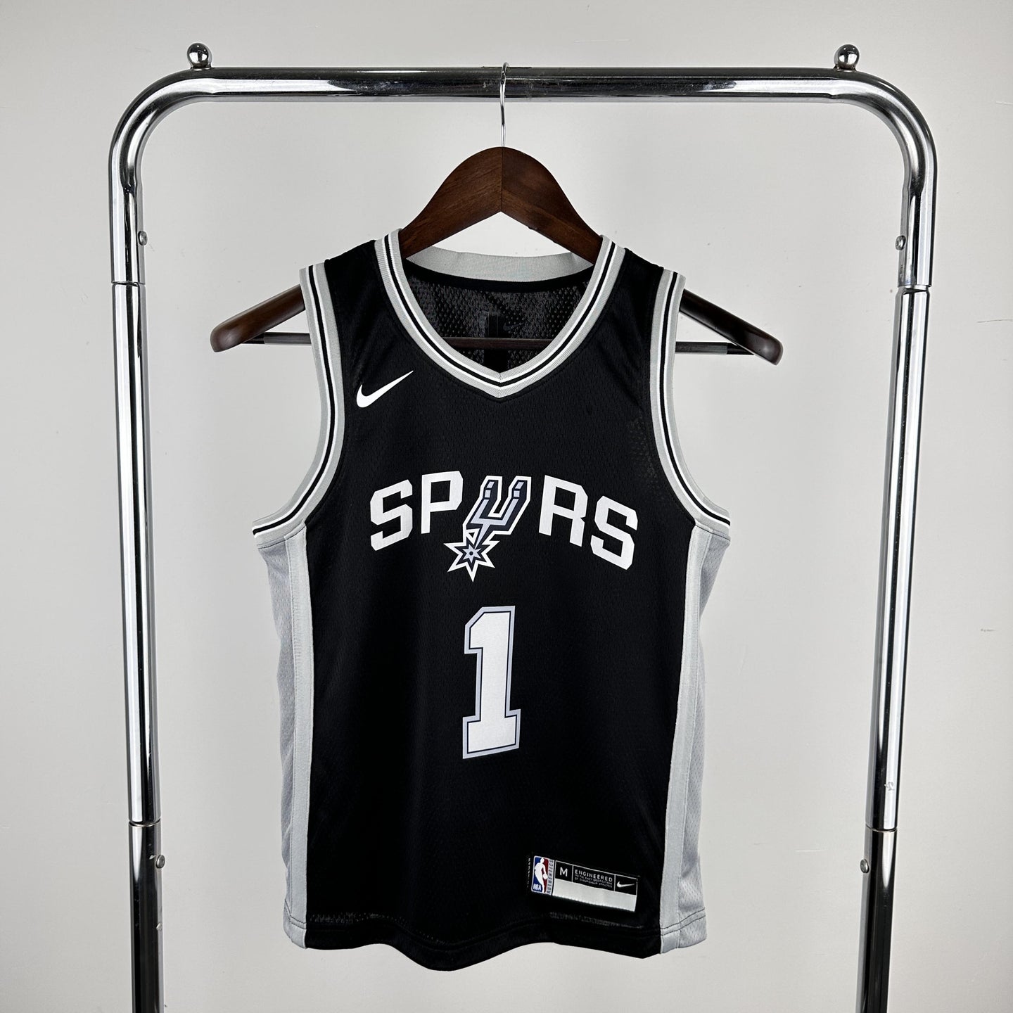 Wembanyama 1 Black Spurs Heat Pressed Edition