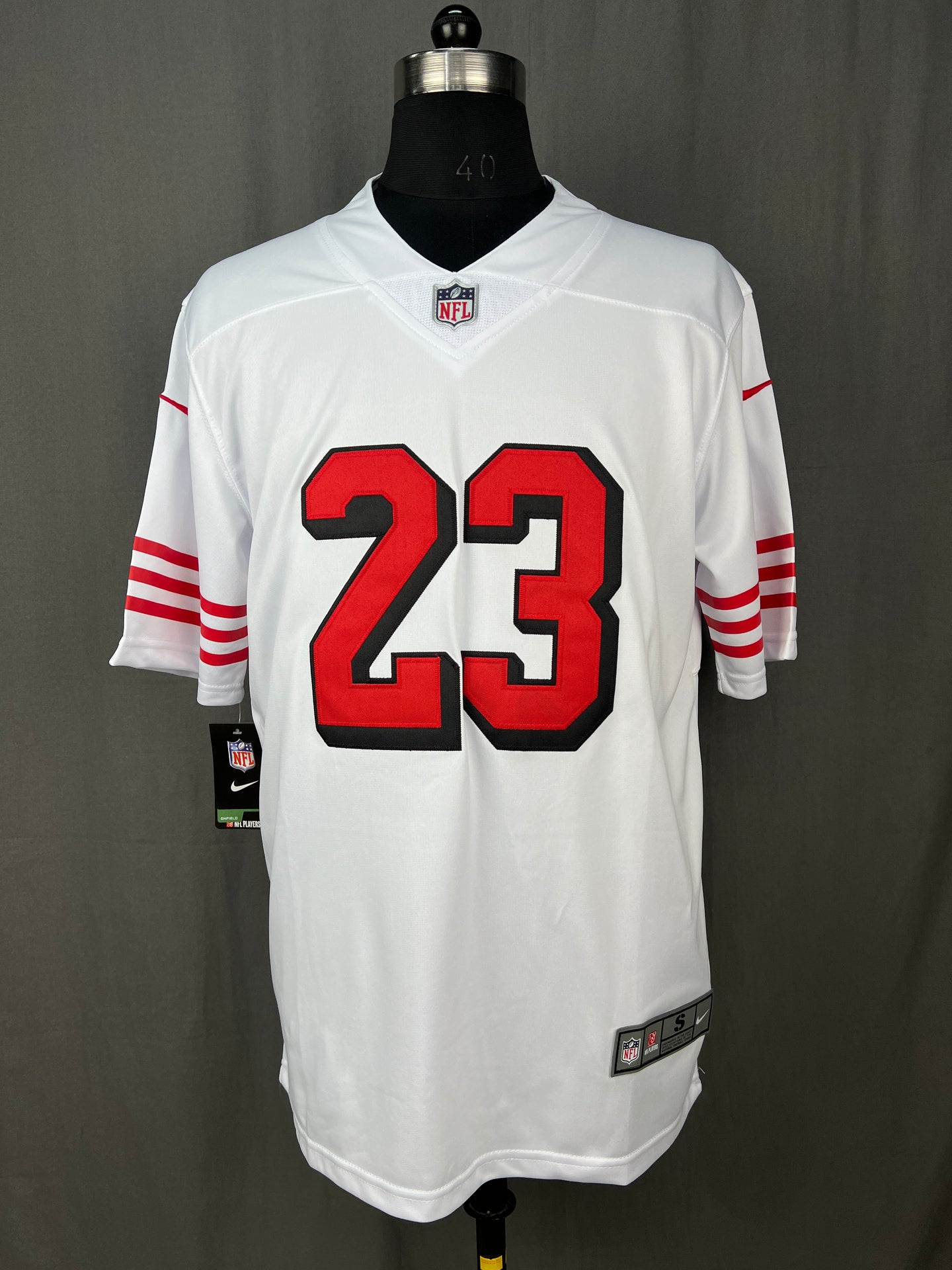 MCCAFFREY 23 White 49ers NFL Jersey