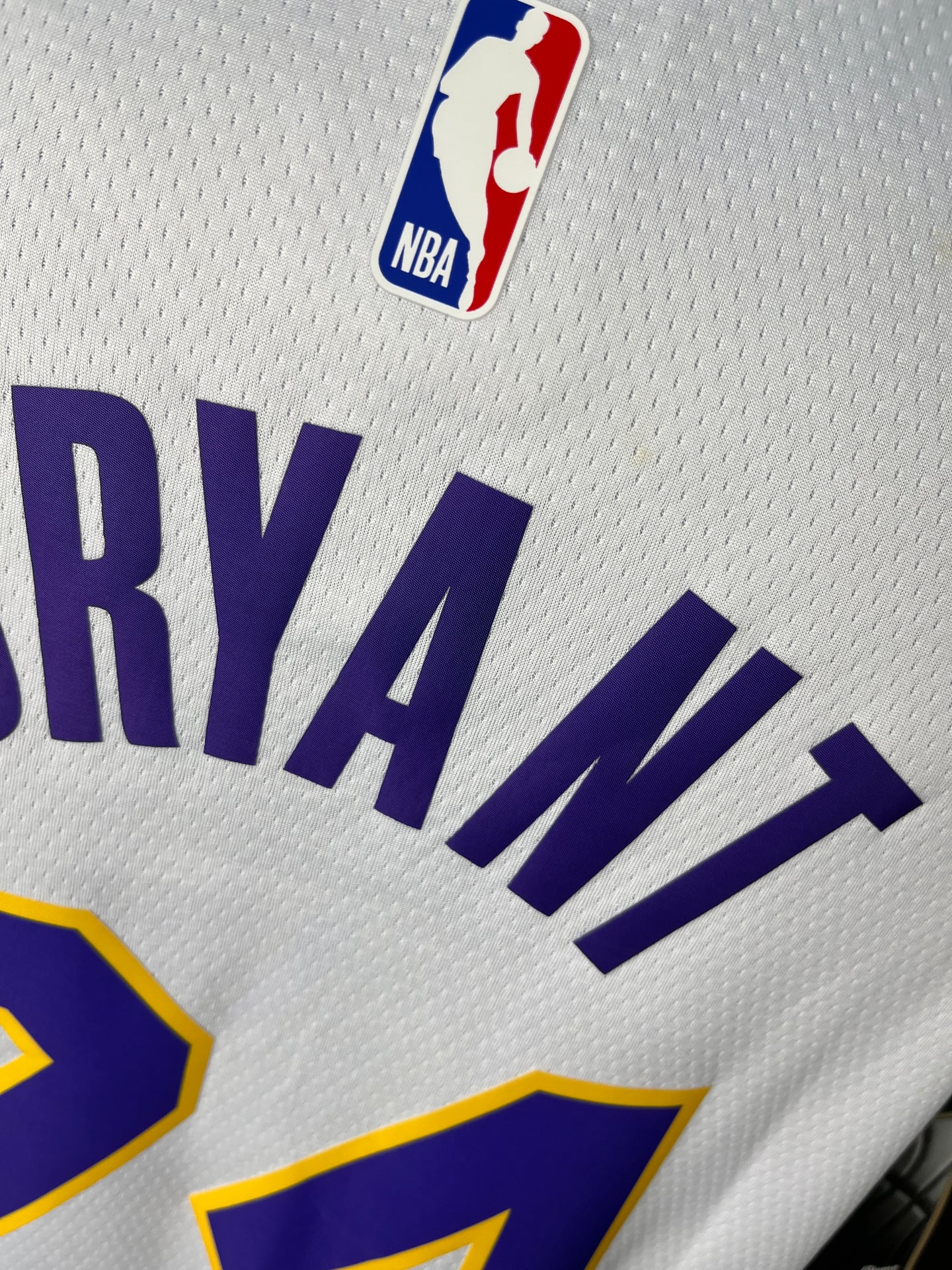 BRYANT 24 White Los Angeles Lakers Heat Pressed Edition NBA Jersey