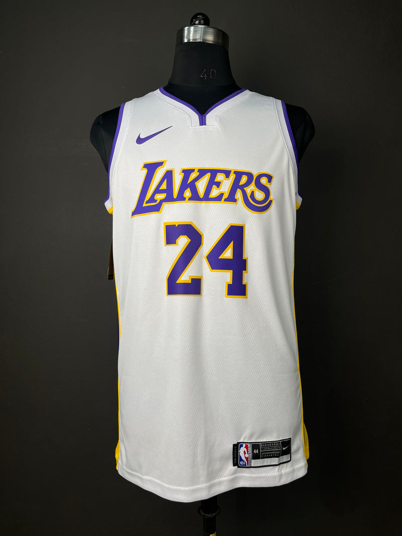 BRYANT 24 White Los Angeles Lakers Heat Pressed Edition NBA Jersey