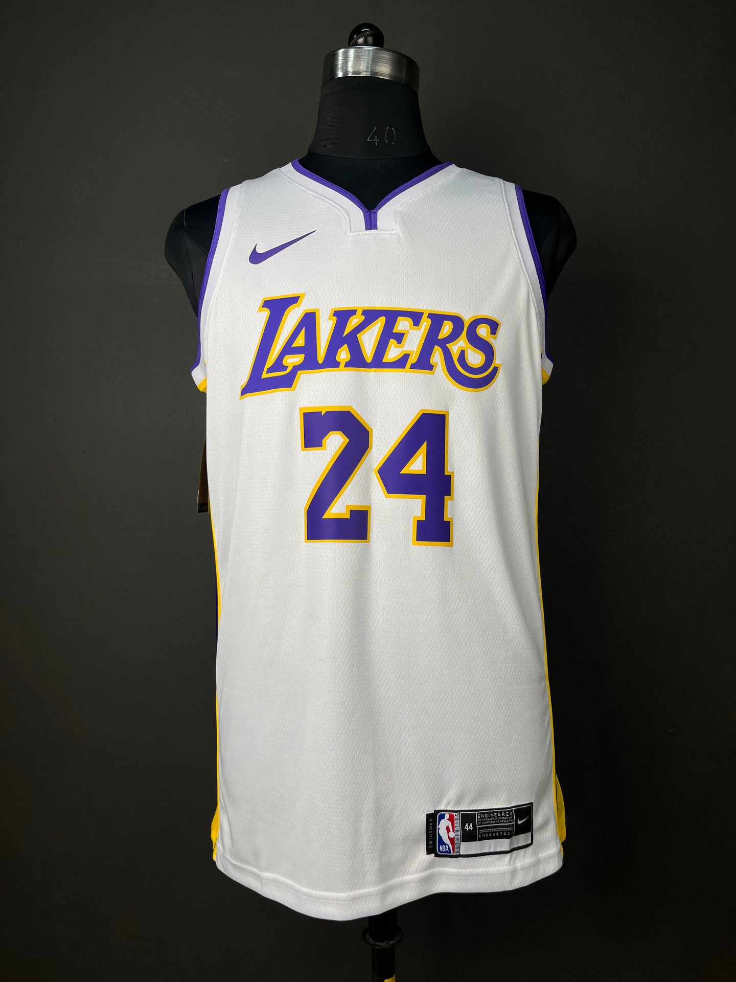 BRYANT 24 White Los Angeles Lakers Heat Pressed Edition NBA Jersey