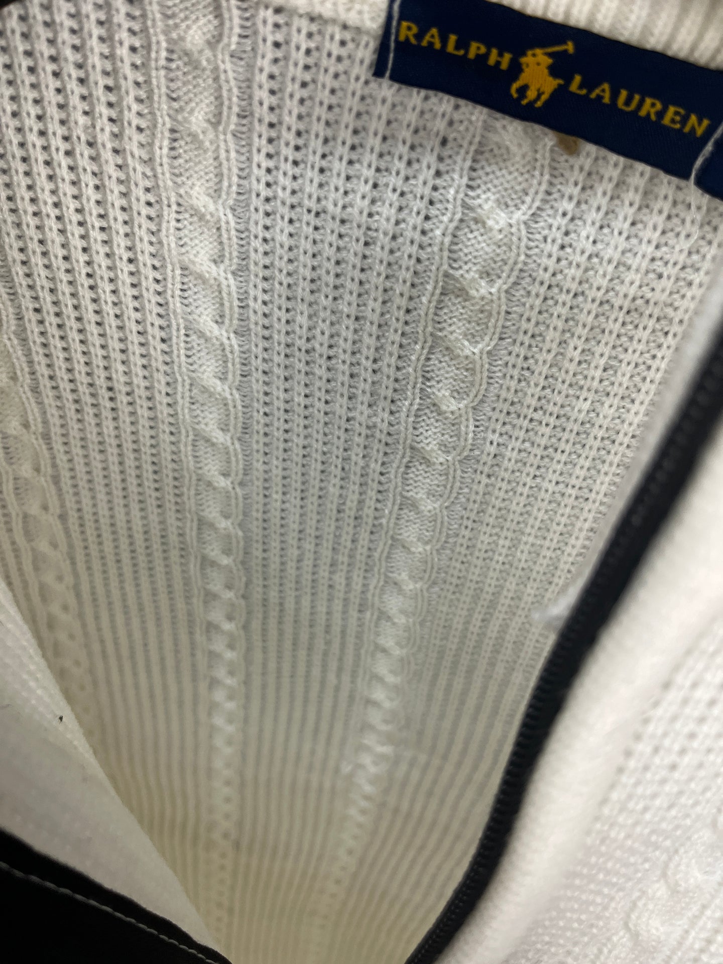 Ralph Lauren White Patterned Half Zip-up Sweater