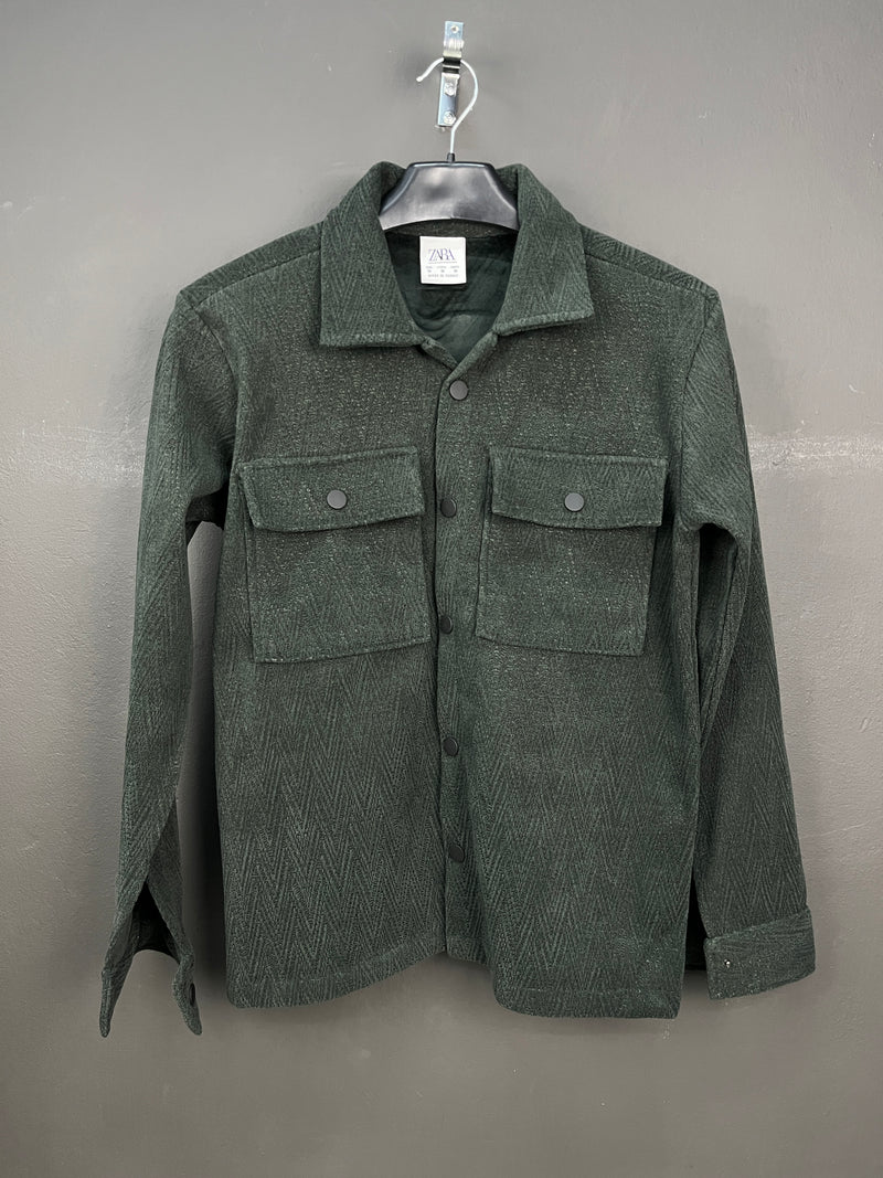 ZARA Dark Green Buttoned Shacket
