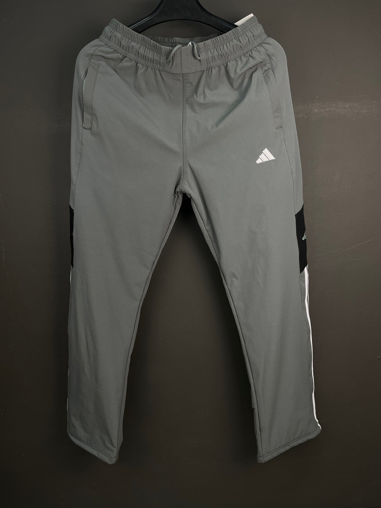ADIDAS Olive Gray Stripes Inner Fleece Pants