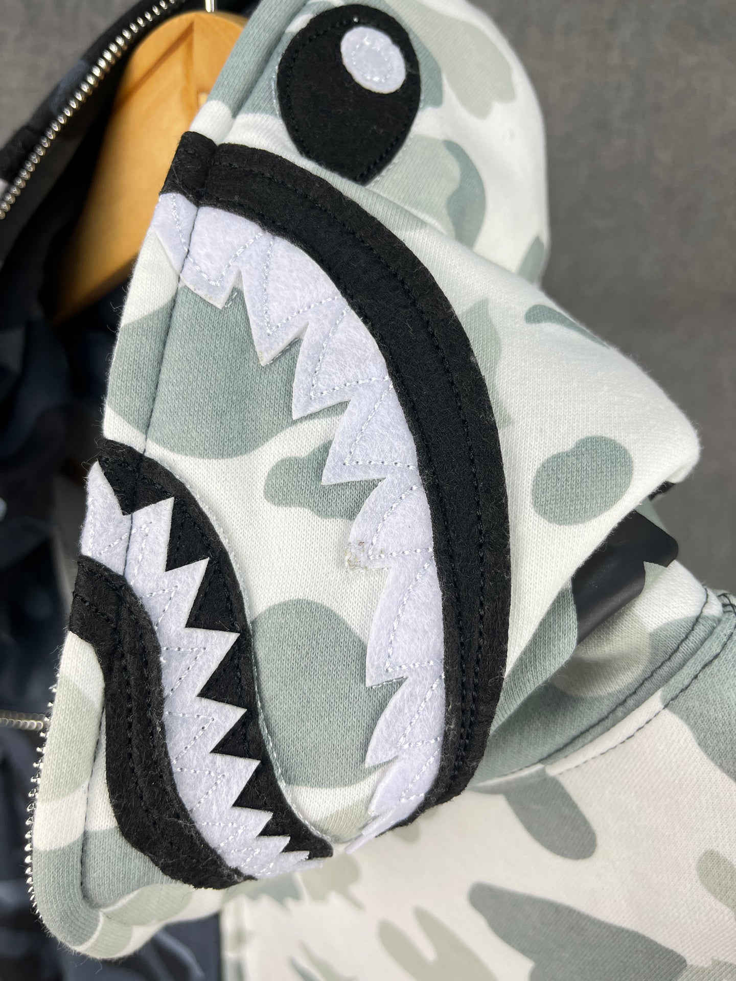 Bape White & Grey Full Zip-up Hoodie