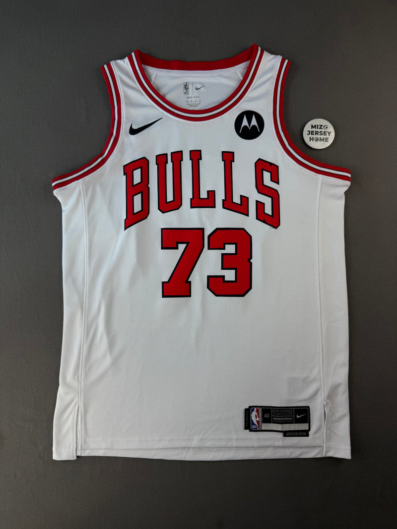 PHAM 73 White Chicago Bulls Heat Pressed Edition NBA Jersey
