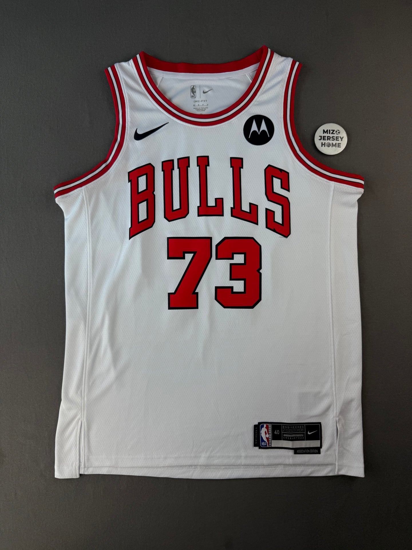 PHAM 73 White Chicago Bulls Heat Pressed Edition NBA Jersey