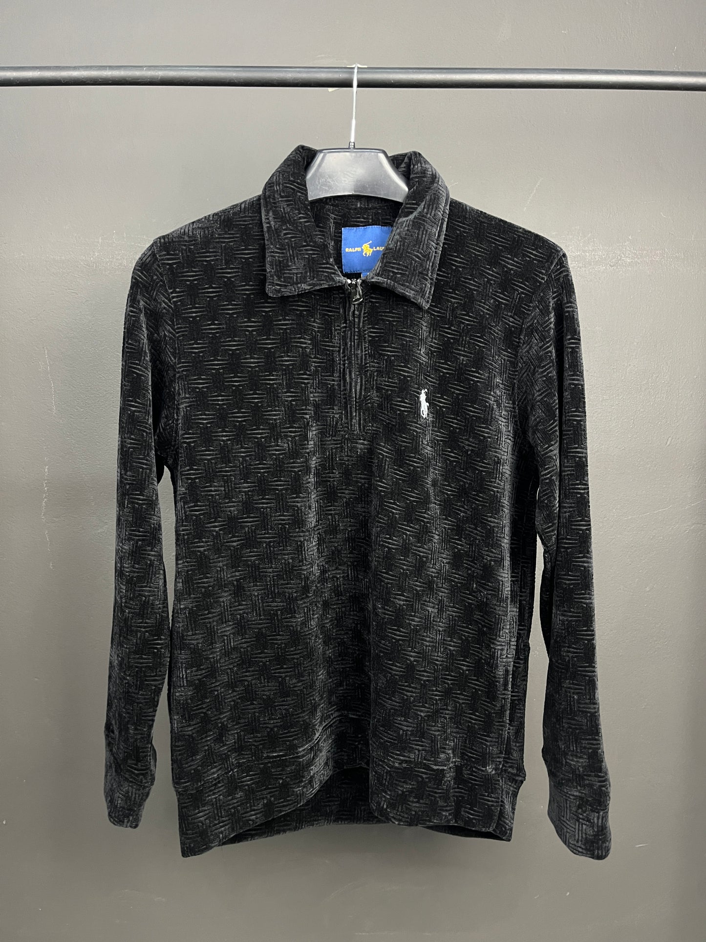 Ralph Lauren Half Zip-up Velvet Sweater Black