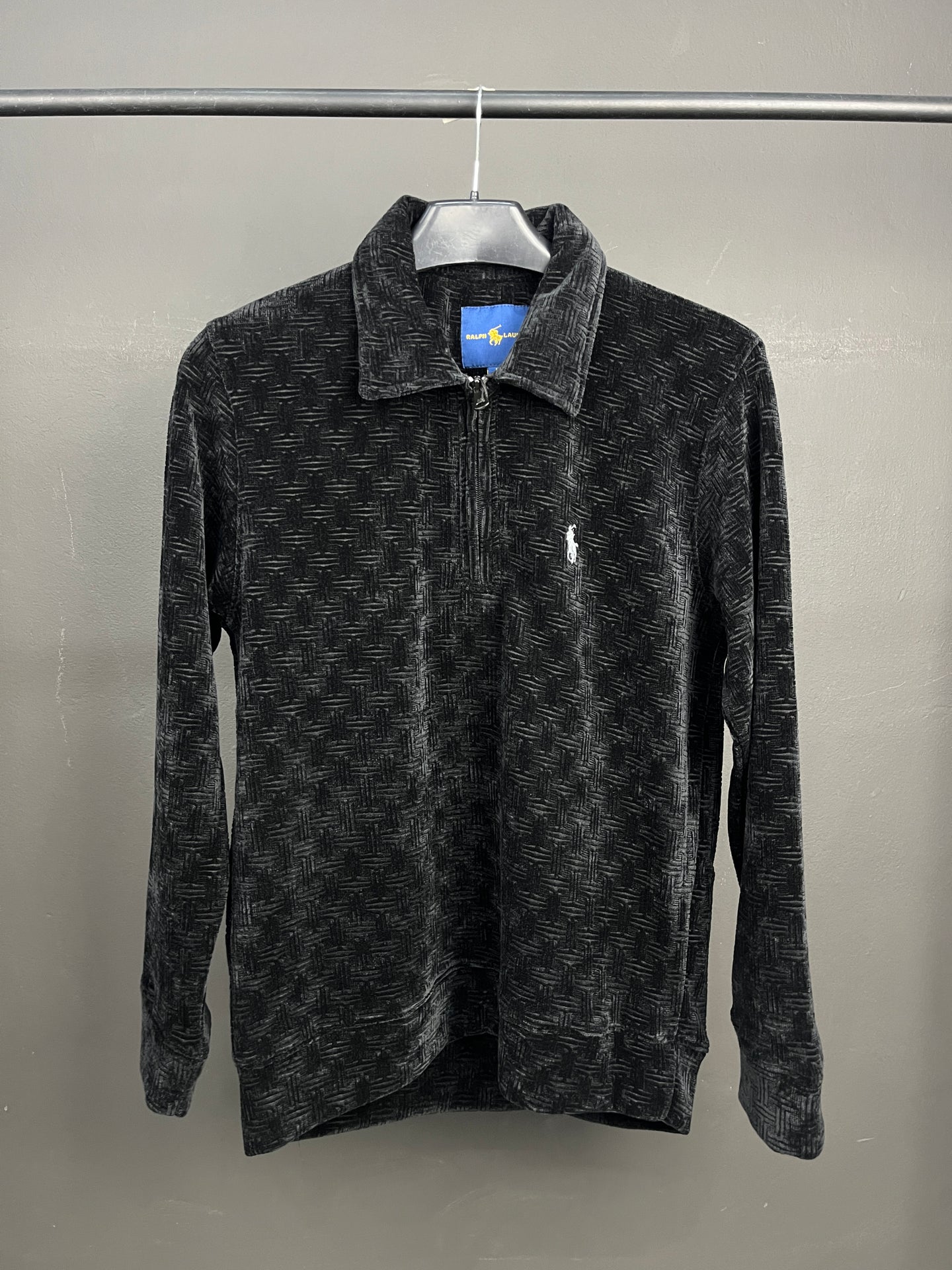 Ralph Lauren Half Zip-up Velvet Sweater Black