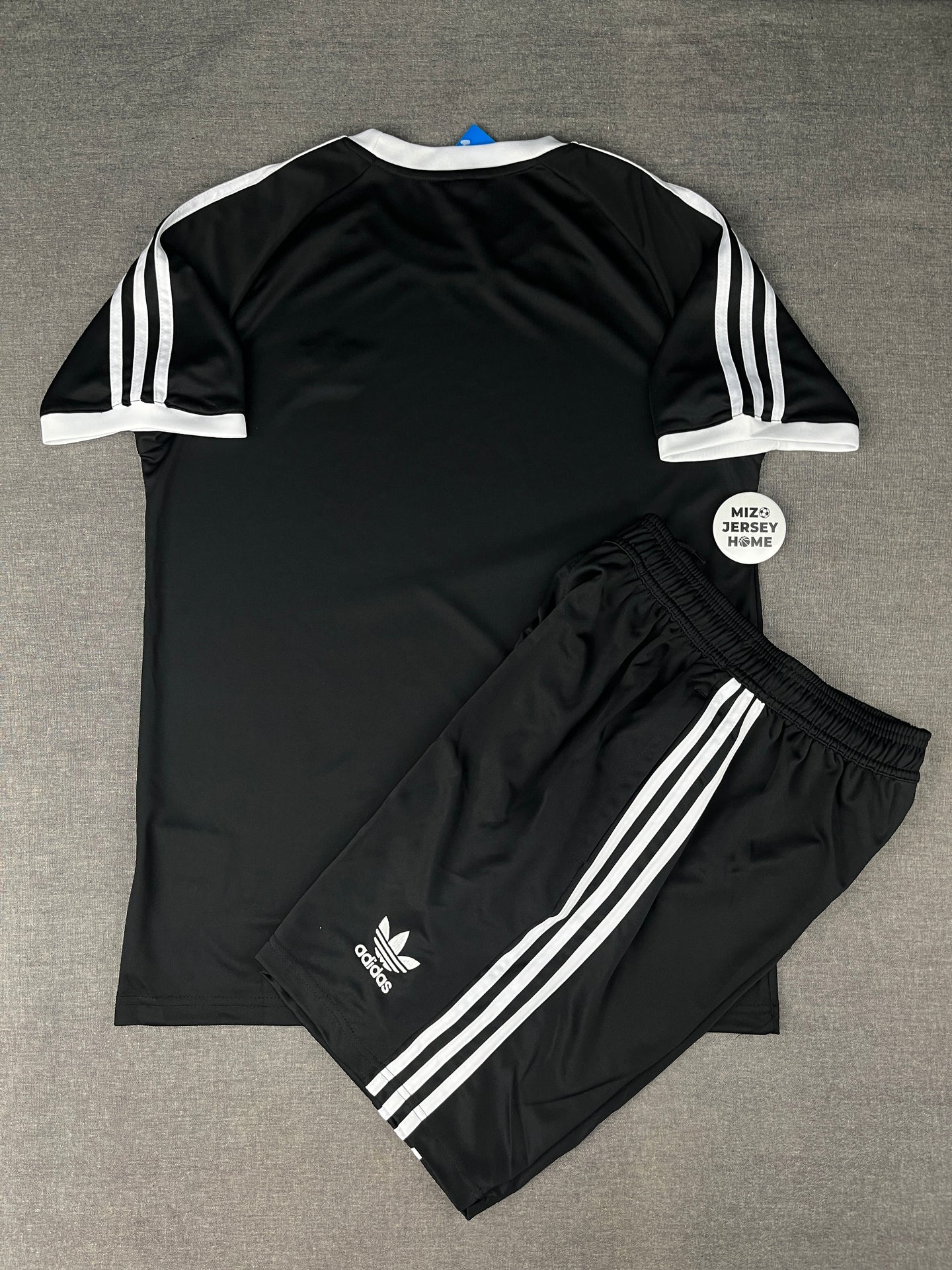 Adidas Black T-Shirt & Shorts Set – Classic Three Stripes