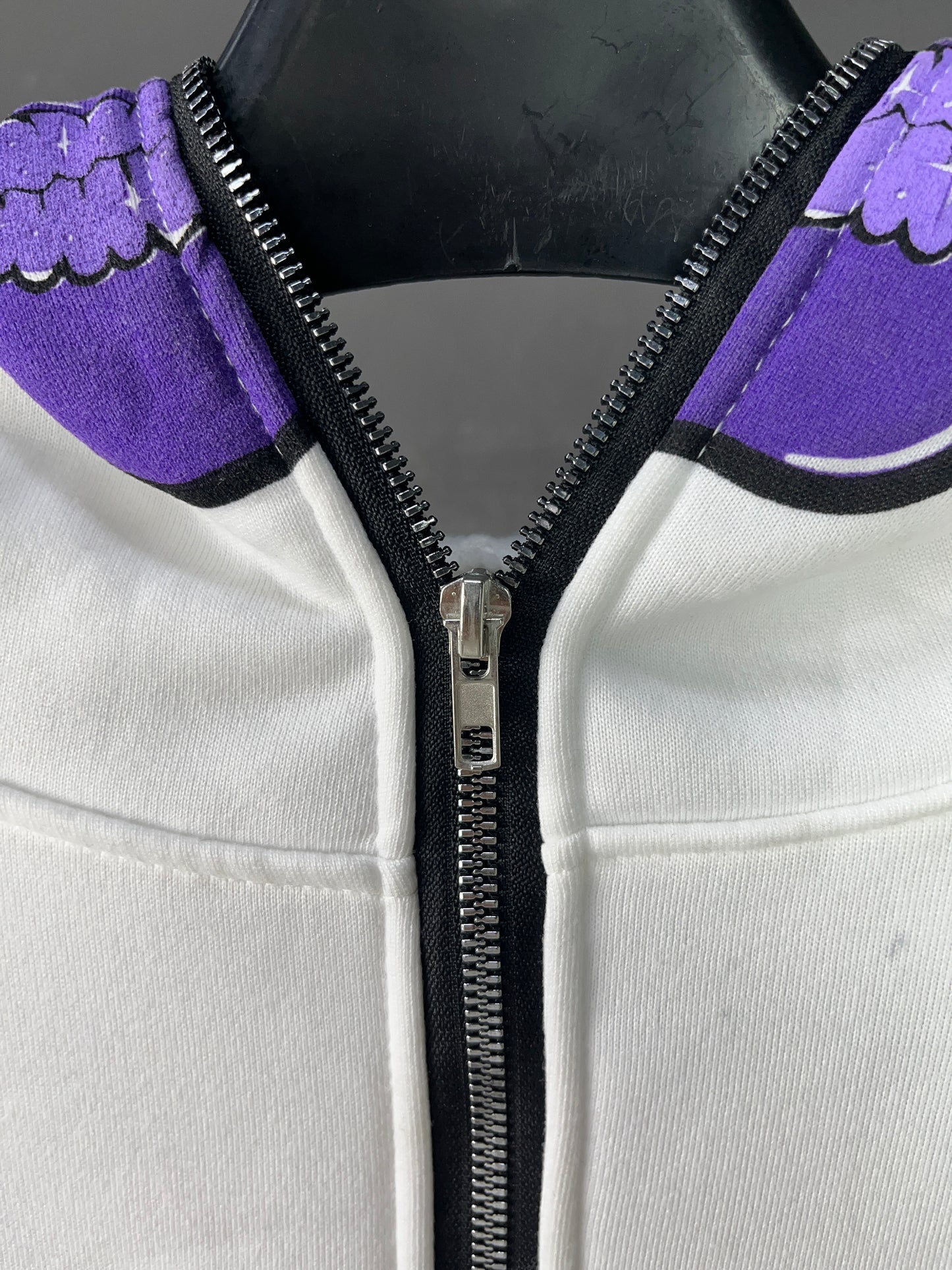 Halloween Flame & Skull Zip-Up Hoodie White