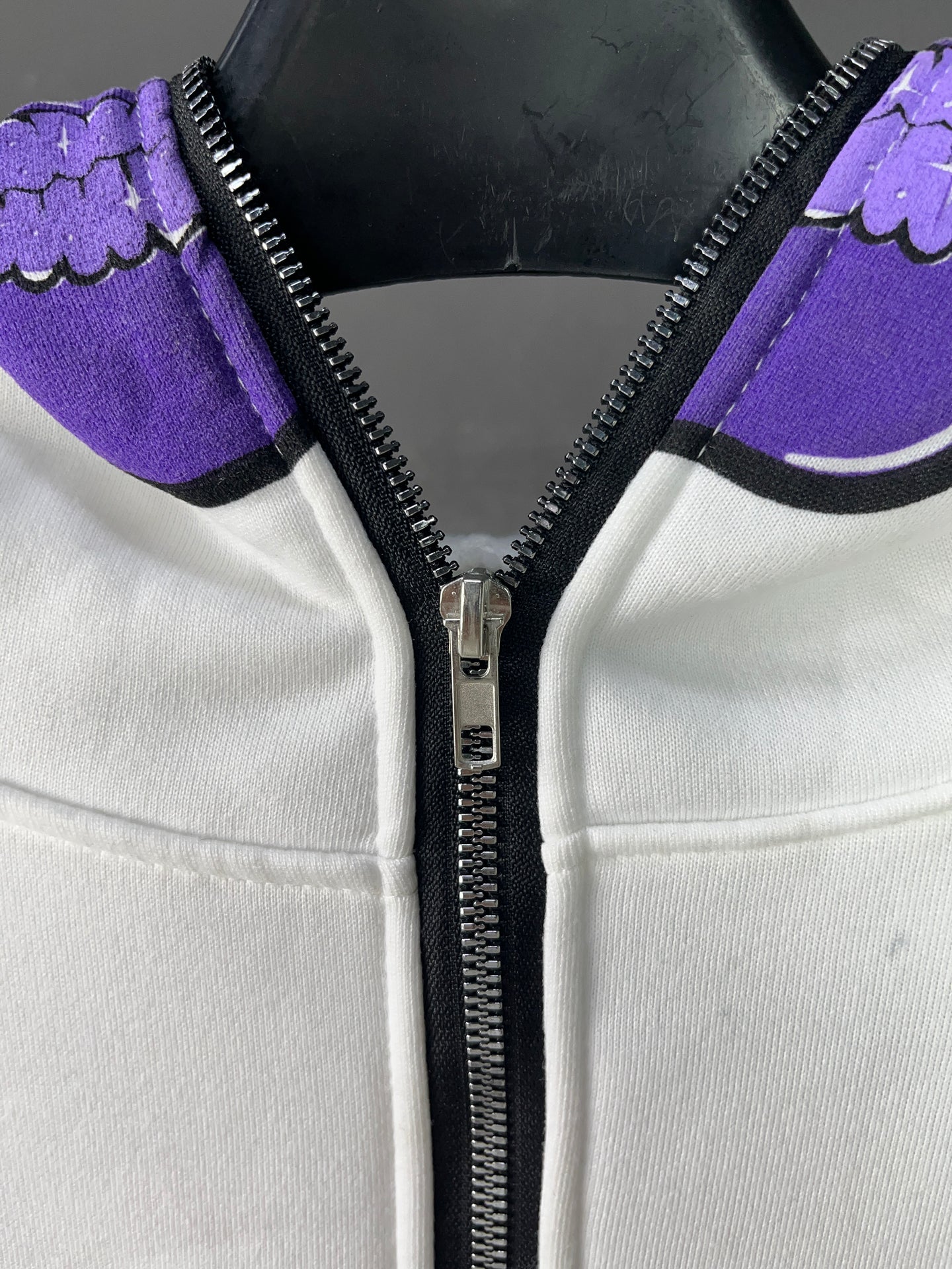 Halloween Flame & Skull Zip-Up Hoodie White