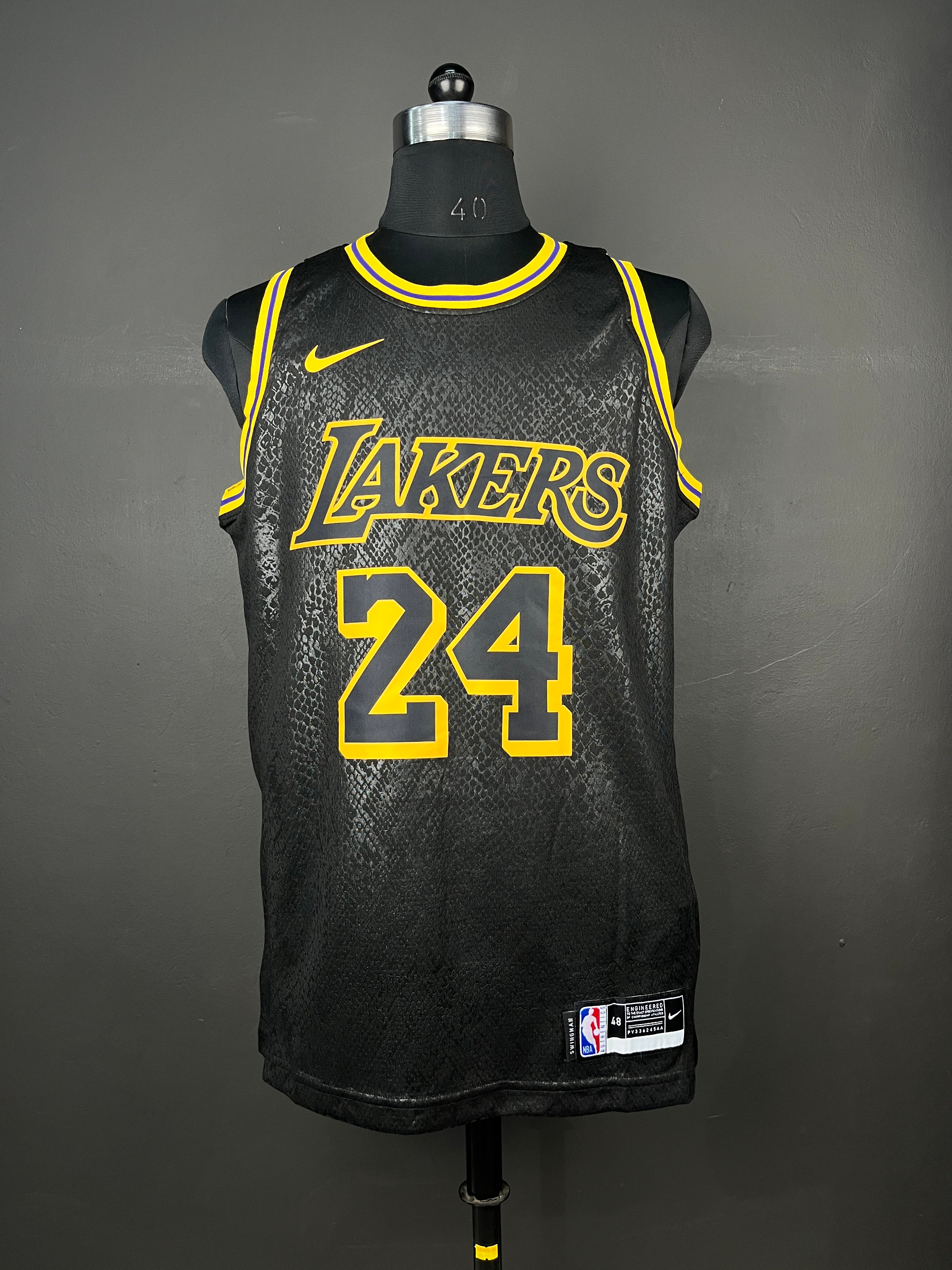 BRYANT 24 Black Los Angeles Lakers Heat Pressed Edition NBA Jersey