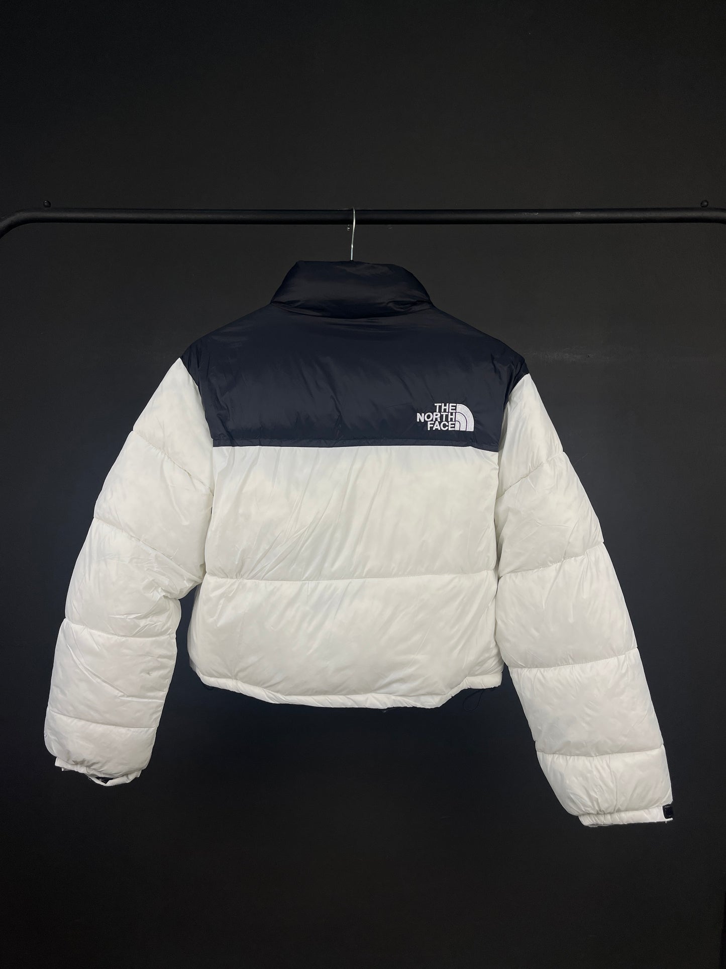 The North Face Cropped White/Black Puffer Jacket